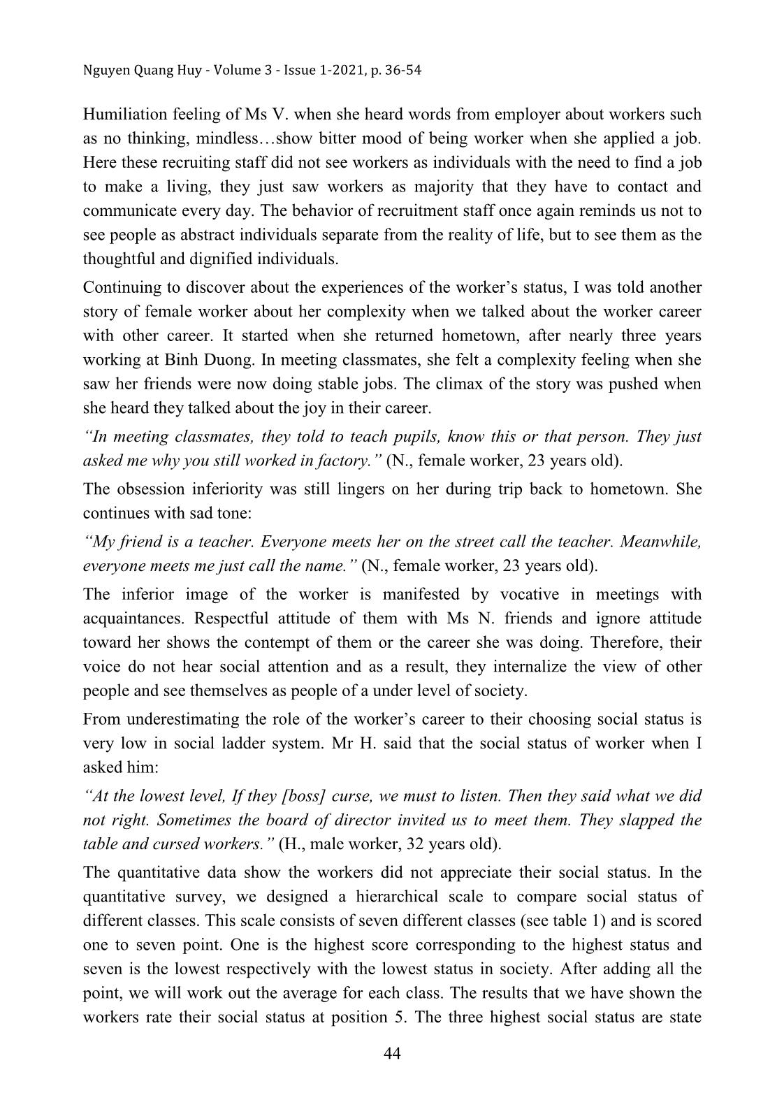 A discourse analysis about career and social status of the Vietnam working class: A case study from Binh Duong province, Vietnam trang 9