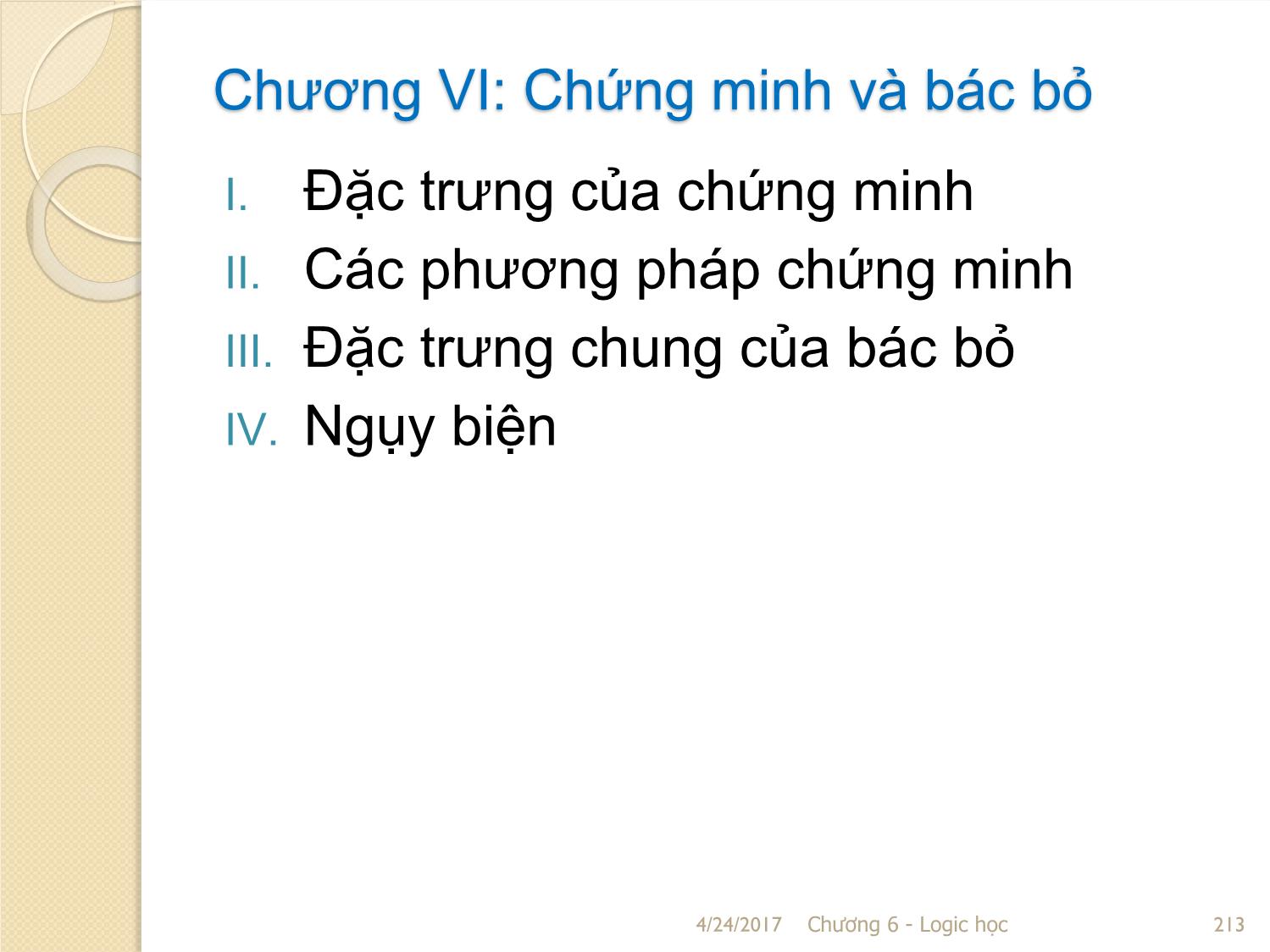 Bài giảng Logic học - Chương 6: Chứng minh và bác bỏ trang 2