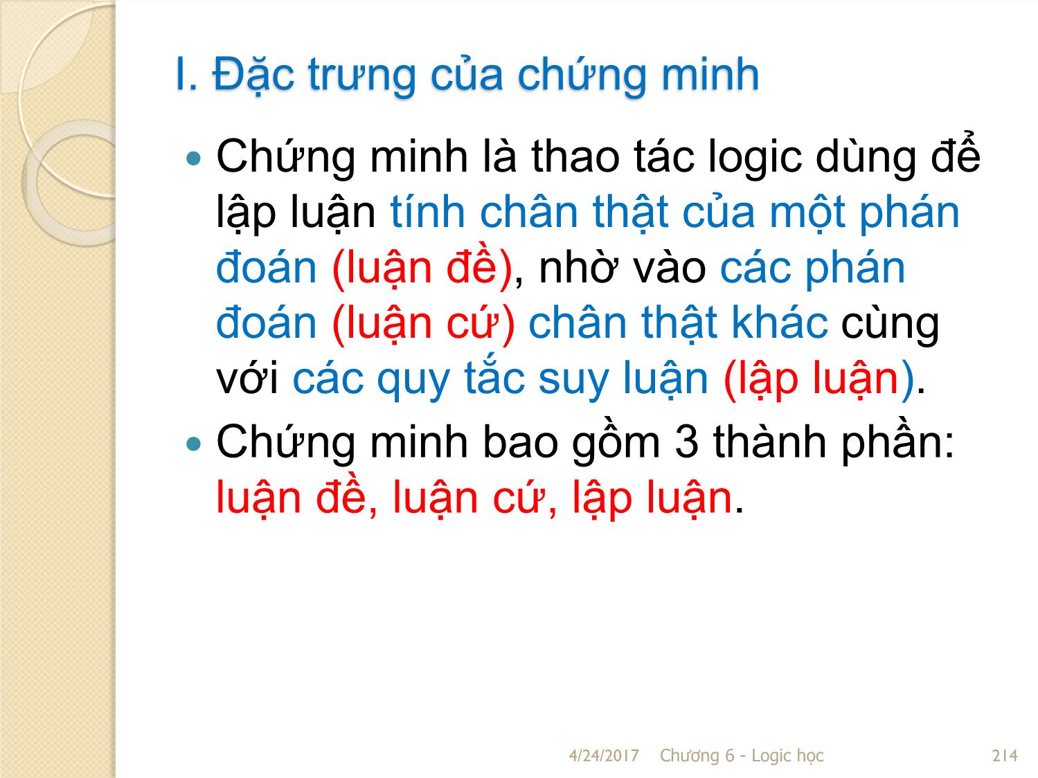 Bài giảng Logic học - Chương 6: Chứng minh và bác bỏ trang 3