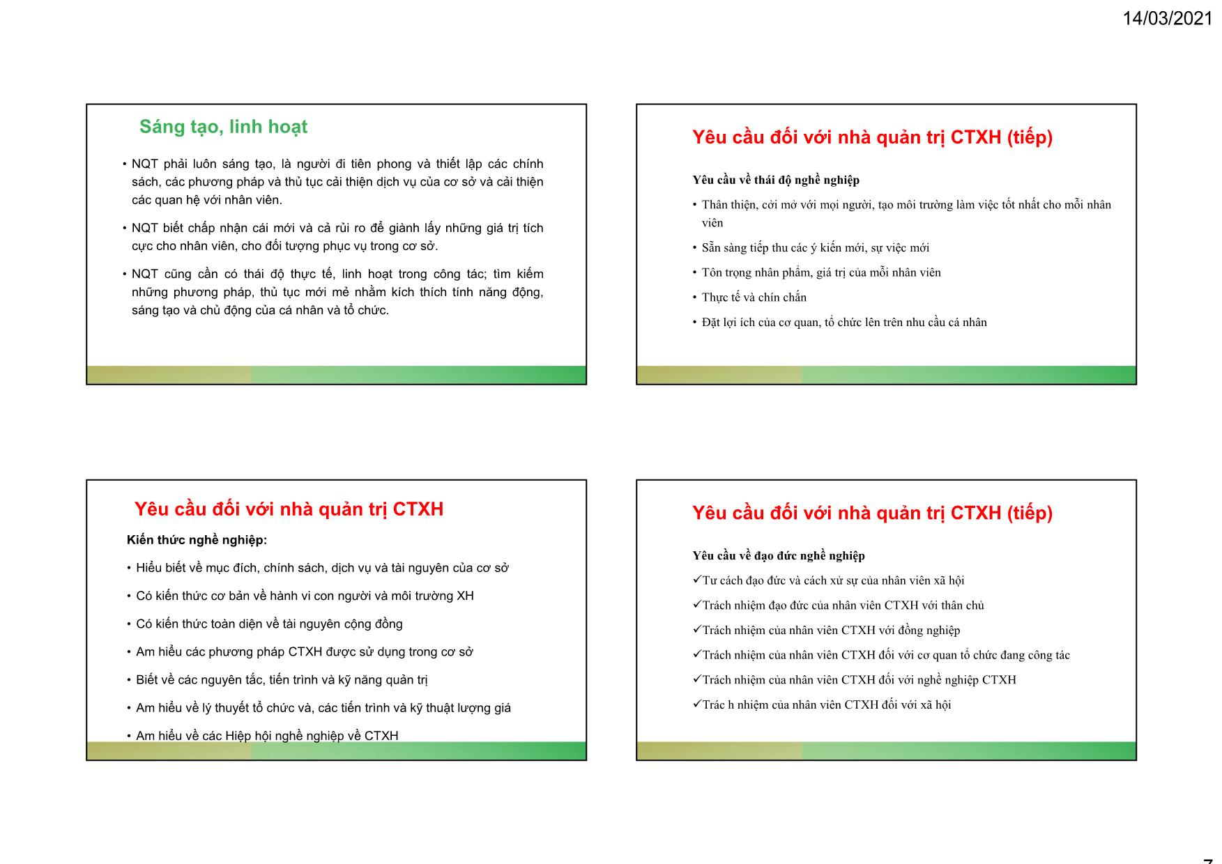 Bài giảng Quản trị ngành Công tác xã hội - Chương 1: Khái quát về quản trị công tác xã hội - Hoàng Thị Kim Oanh trang 7