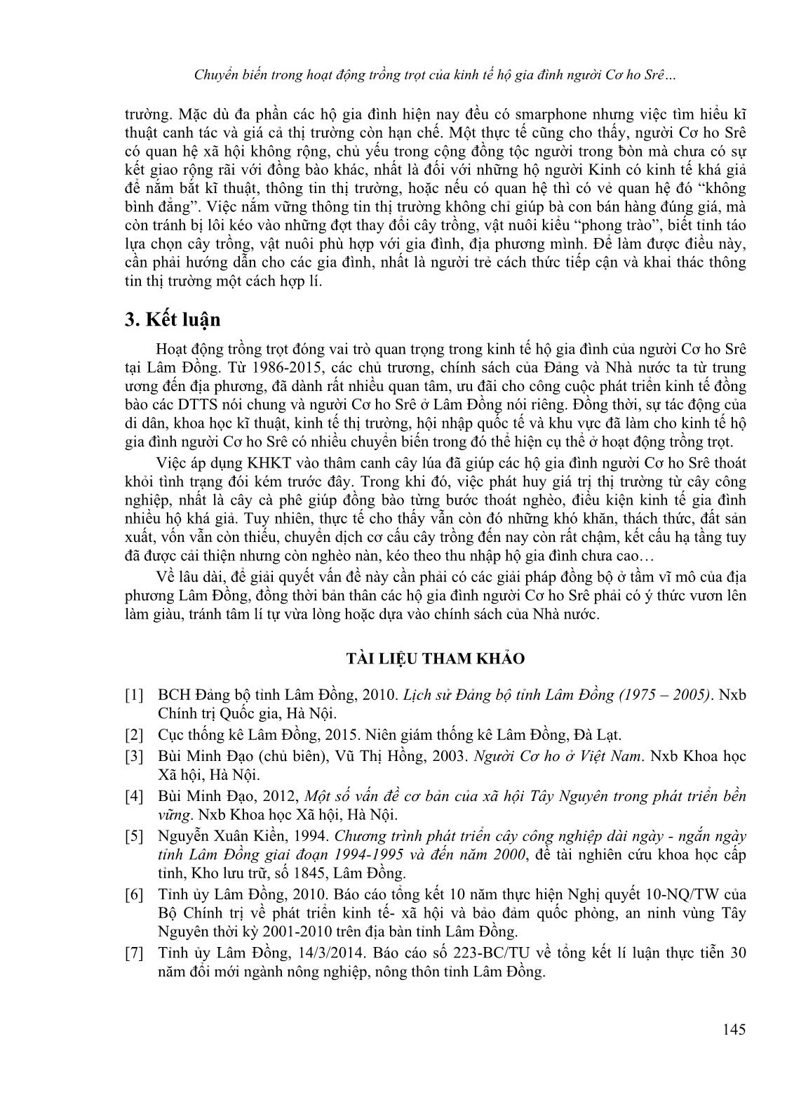 Chuyển biến trong hoạt động trồng trọt của kinh tế hộ gia đình người Cơ Ho Srê ở Lâm Đồng từ 1986 đến 2015 trang 10