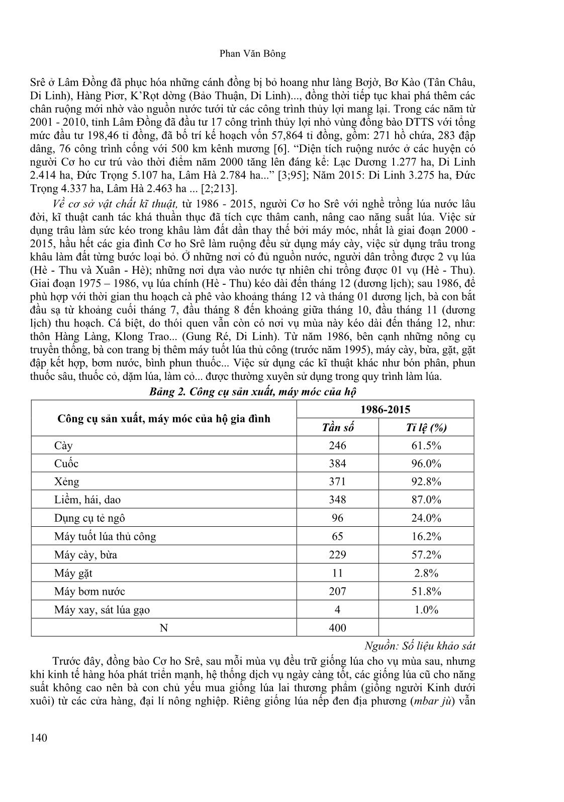 Chuyển biến trong hoạt động trồng trọt của kinh tế hộ gia đình người Cơ Ho Srê ở Lâm Đồng từ 1986 đến 2015 trang 5