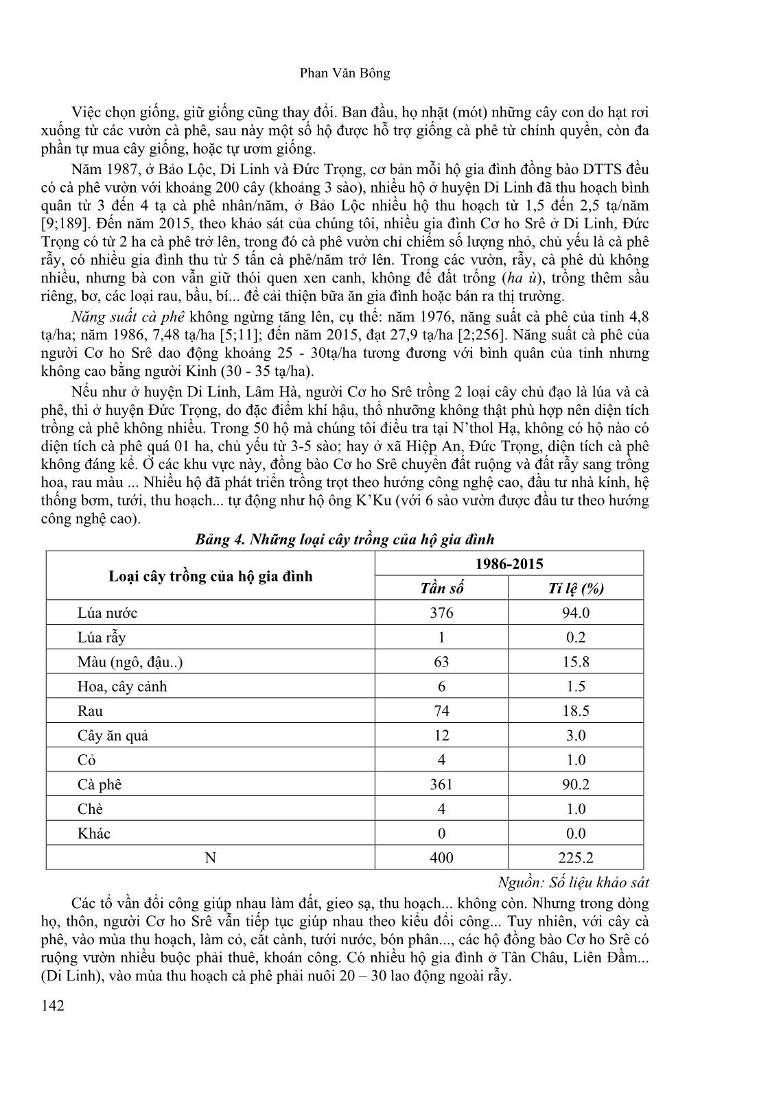 Chuyển biến trong hoạt động trồng trọt của kinh tế hộ gia đình người Cơ Ho Srê ở Lâm Đồng từ 1986 đến 2015 trang 7