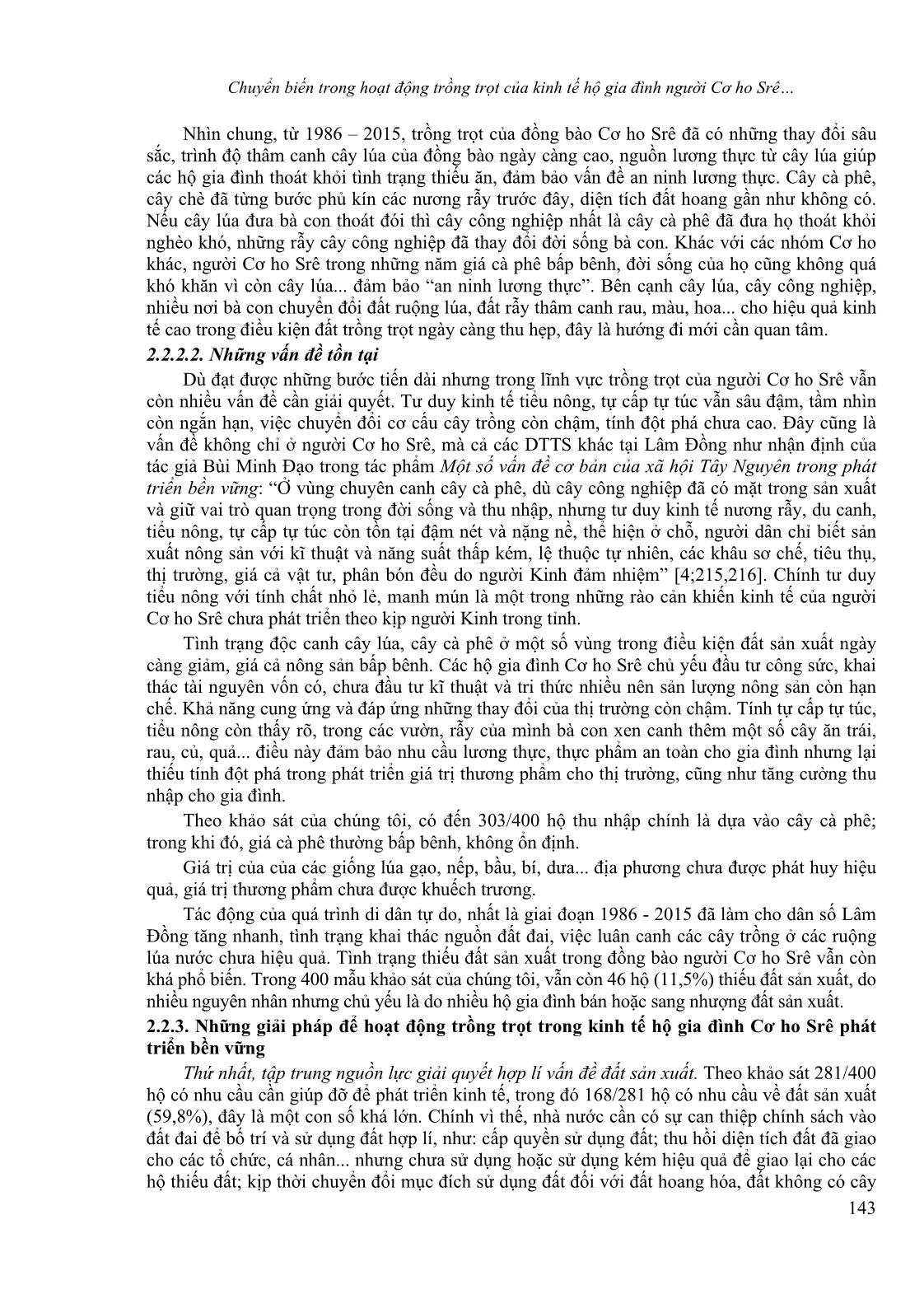 Chuyển biến trong hoạt động trồng trọt của kinh tế hộ gia đình người Cơ Ho Srê ở Lâm Đồng từ 1986 đến 2015 trang 8