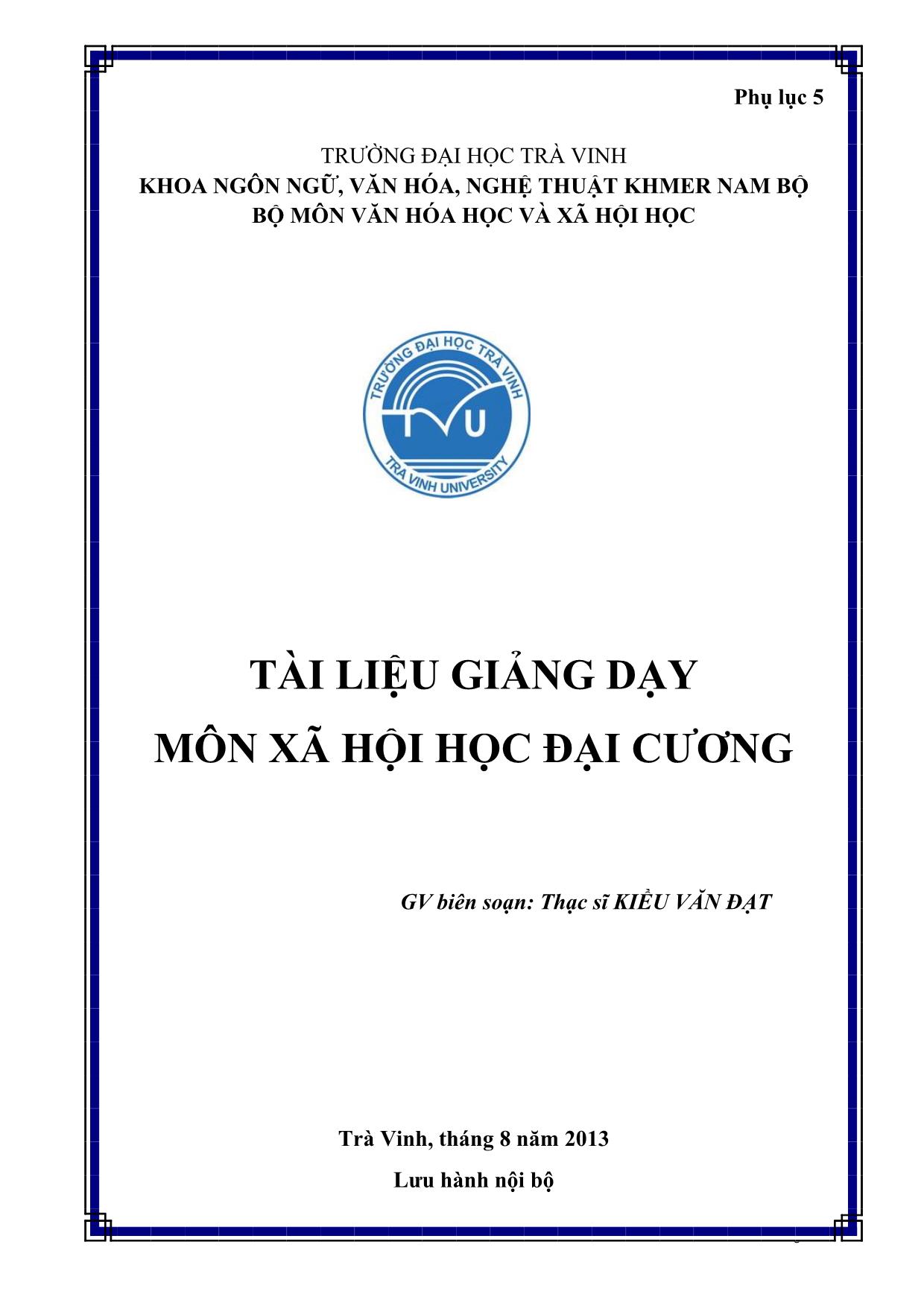 Giáo trình Xã hội học đại cương trang 1