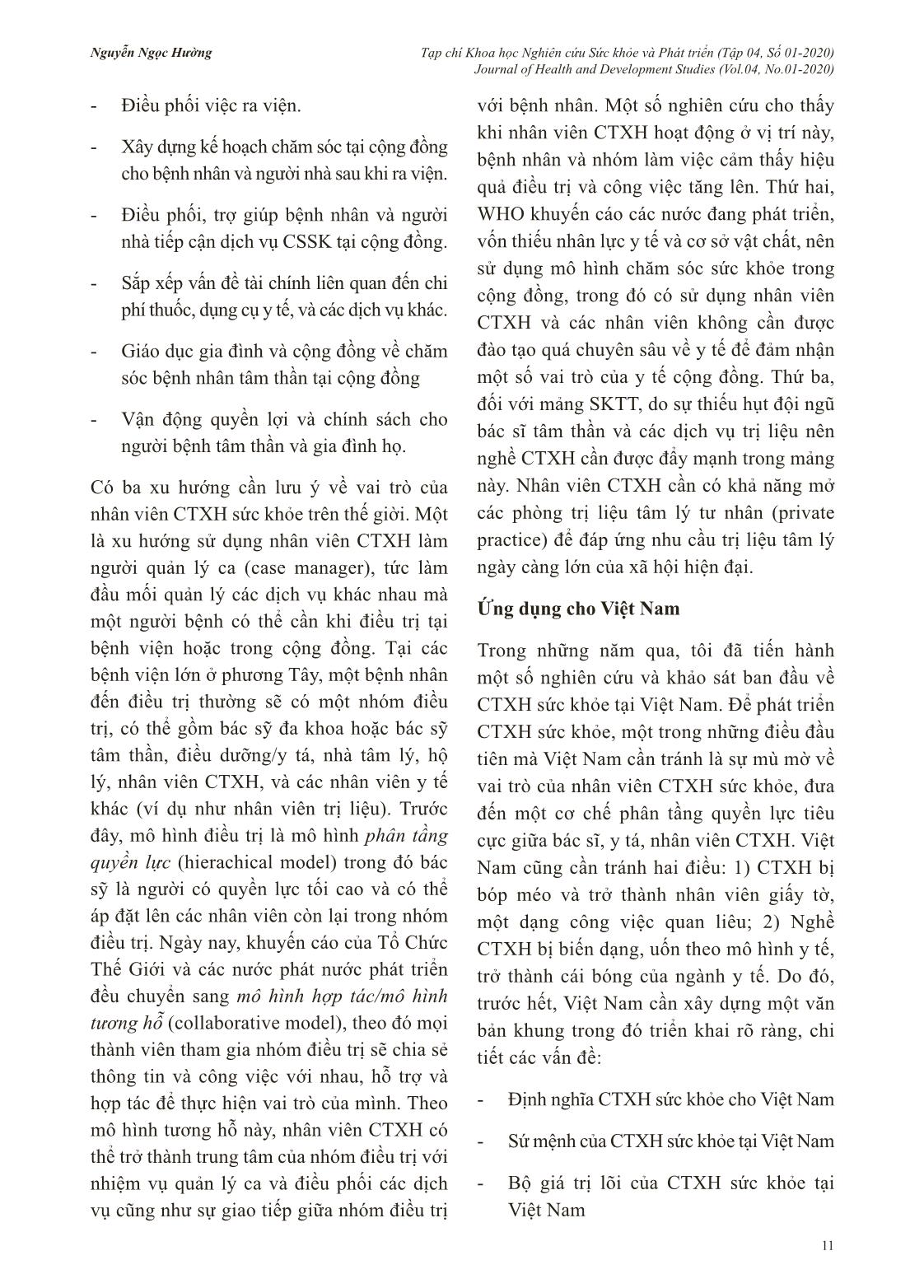 Công tác xã hội trong chăm sóc sức khỏe trên thế giới và ứng dụng cho Việt Nam trang 4