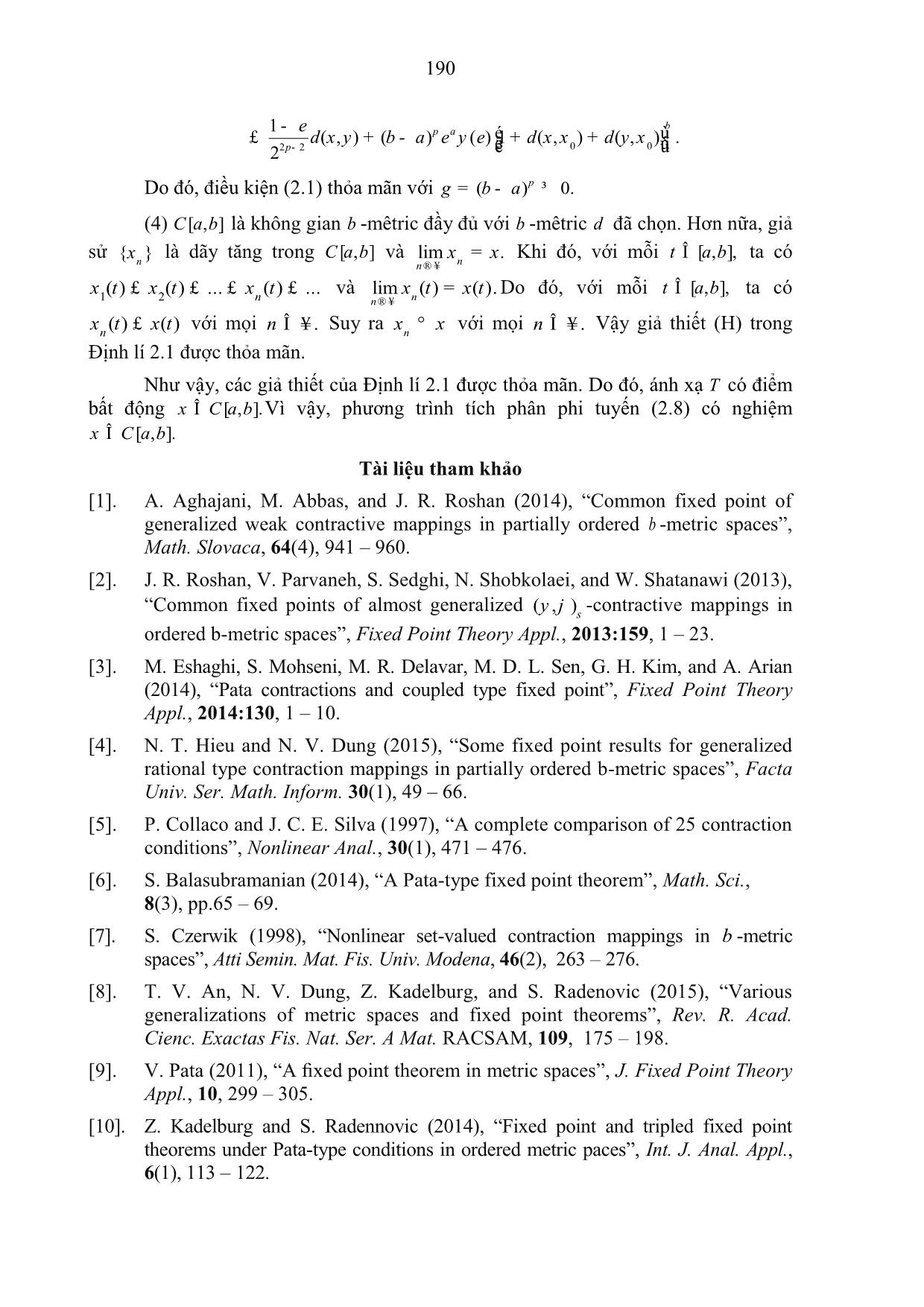 Định lí điểm bất động với điều kiện co kiểu pata trong không gian b-mêtric sắp thứ tự trang 10