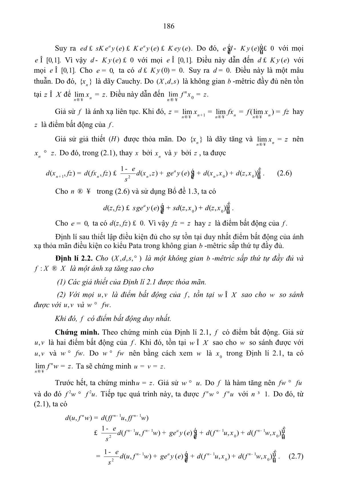 Định lí điểm bất động với điều kiện co kiểu pata trong không gian b-mêtric sắp thứ tự trang 6