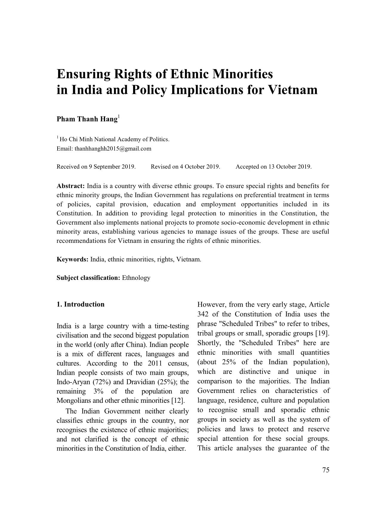 Ensuring rights of ethnic minorities in India and policy implications for Vietnam trang 1