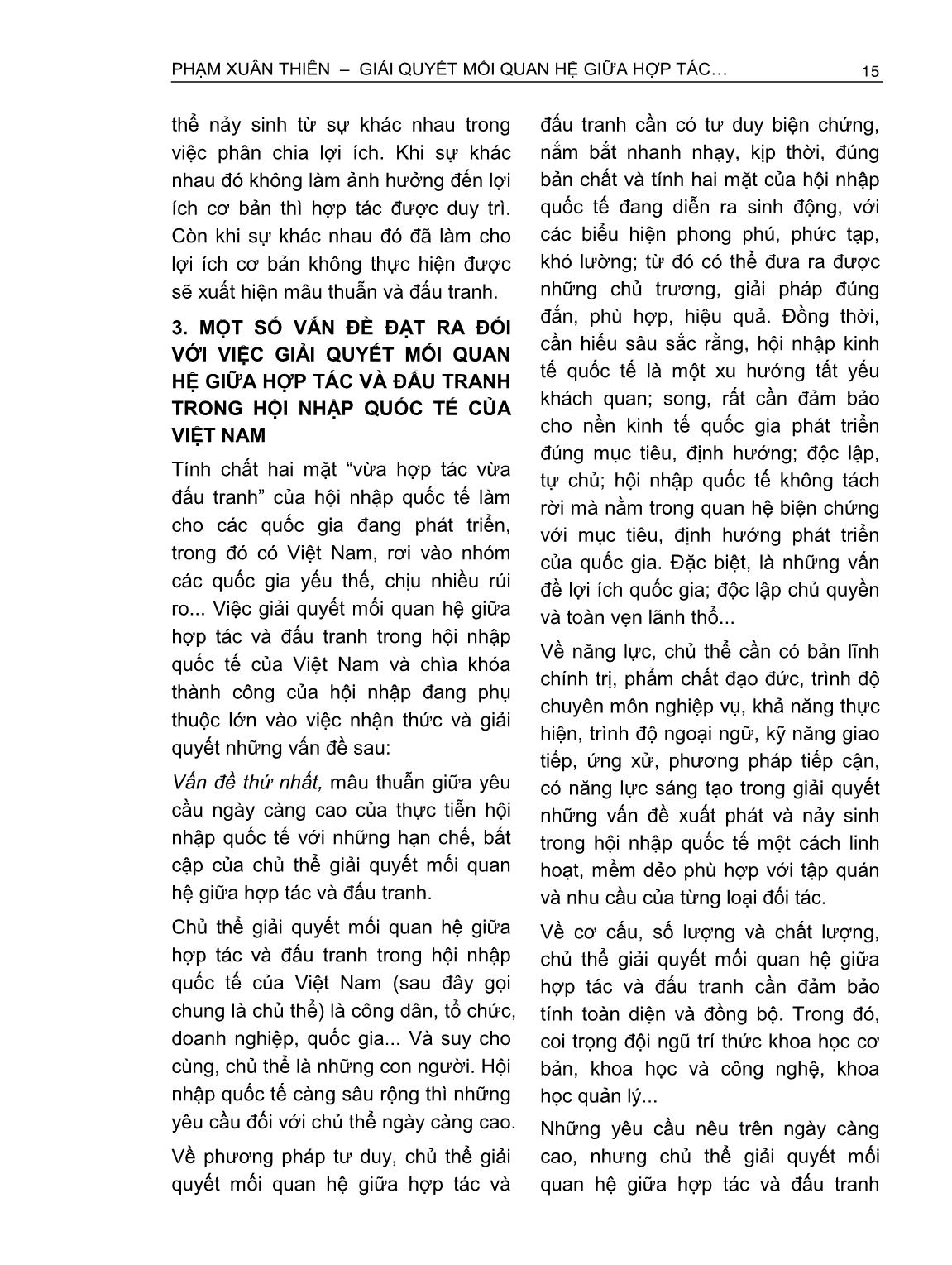 Giải quyết mối quan hệ giữa hợp tác và đấu tranh trong hội nhập quốc tế của Việt Nam trang 4