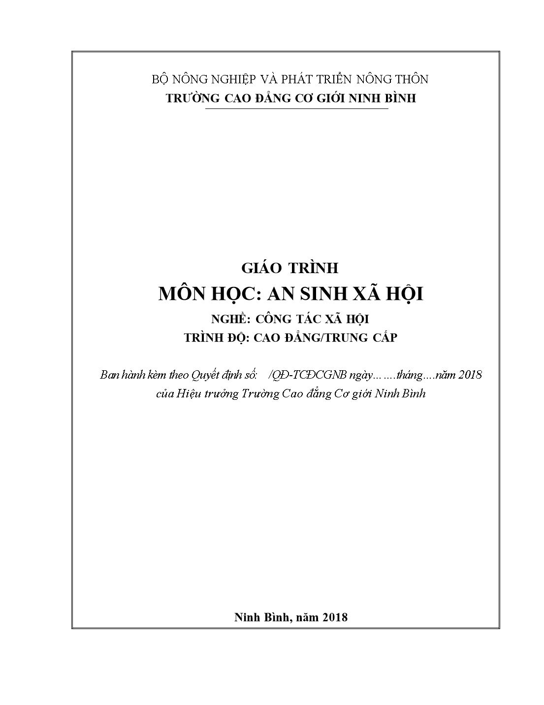 Giáo trình An sinh xã hội trang 1