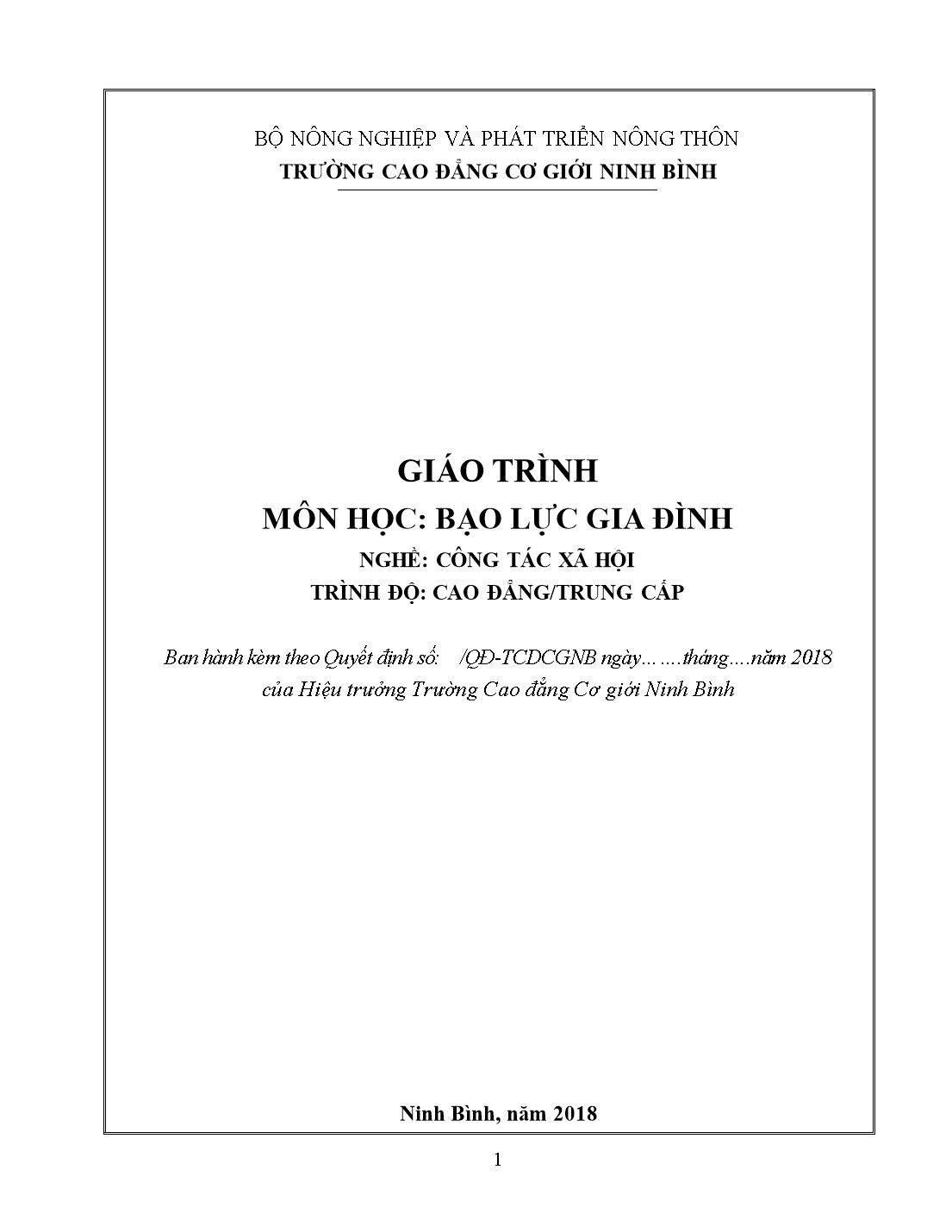 Giáo trình Bạo lực gia đình trang 1