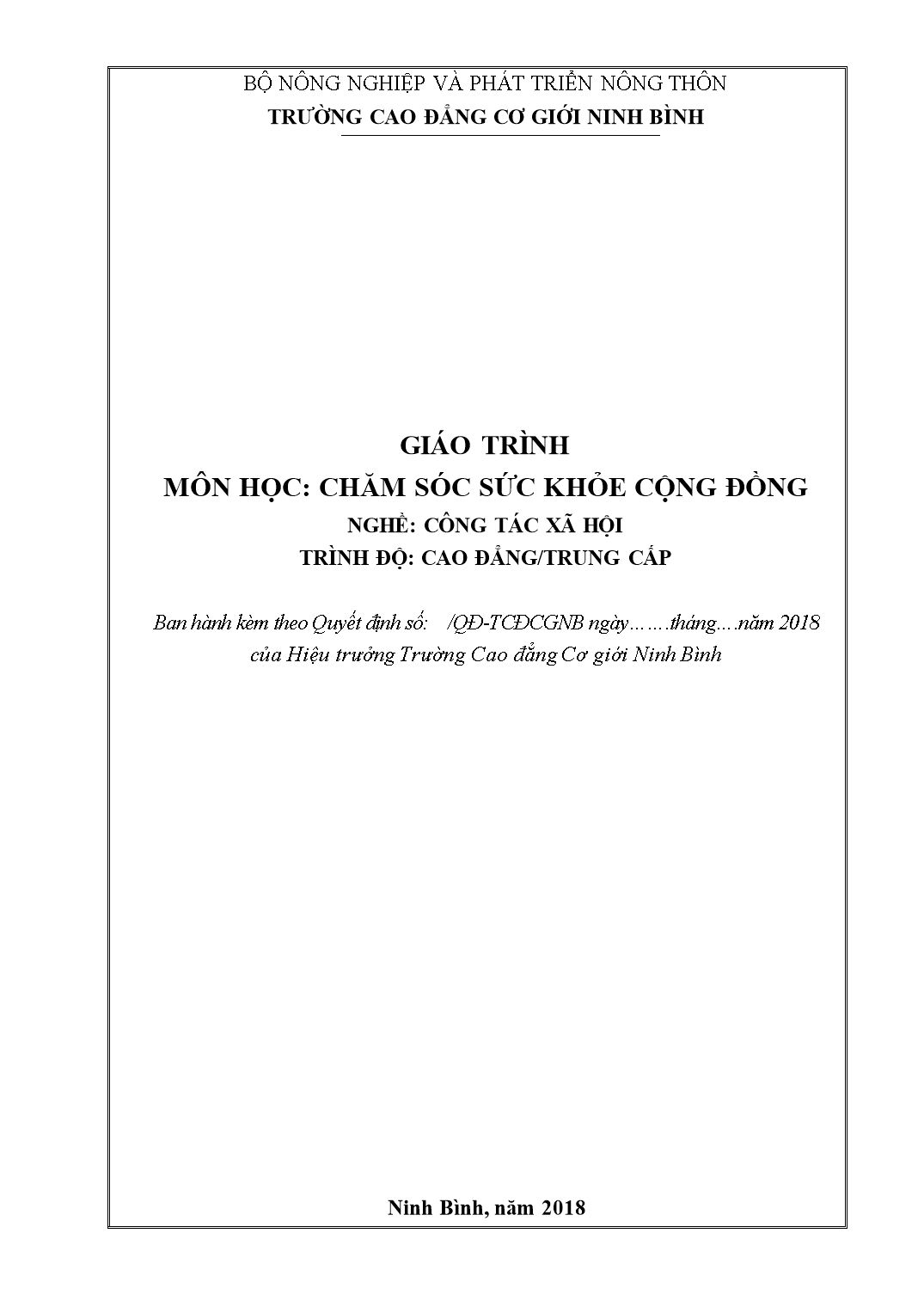 Giáo trình Chăm sóc sức khỏe cộng đồng trang 1