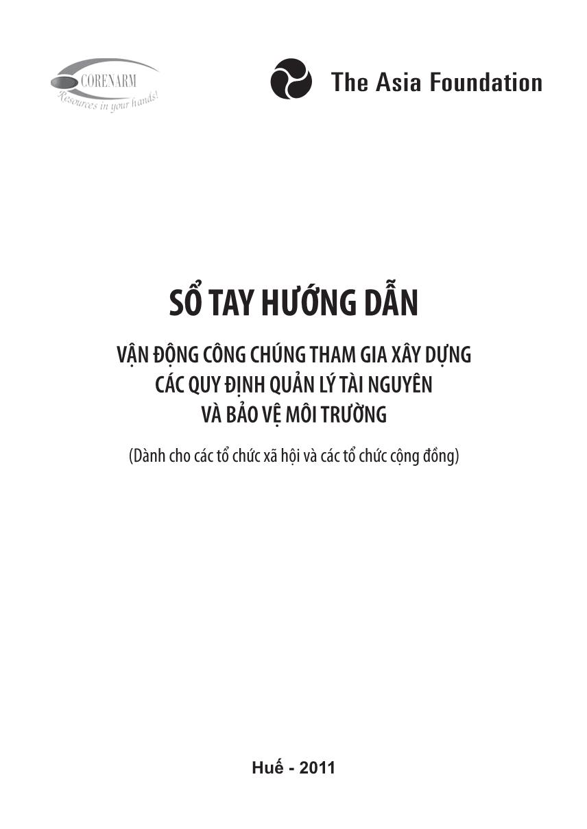 Sổ tay hướng dẫn Vận động công chúng tham gia xây dựng các quy định quản lý tài nguyên và bảo vệ môi trường trang 2