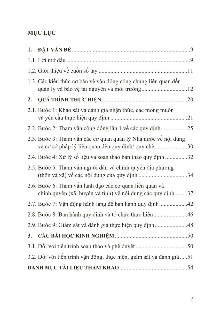 Sổ tay hướng dẫn Vận động công chúng tham gia xây dựng các quy định quản lý tài nguyên và bảo vệ môi trường trang 6