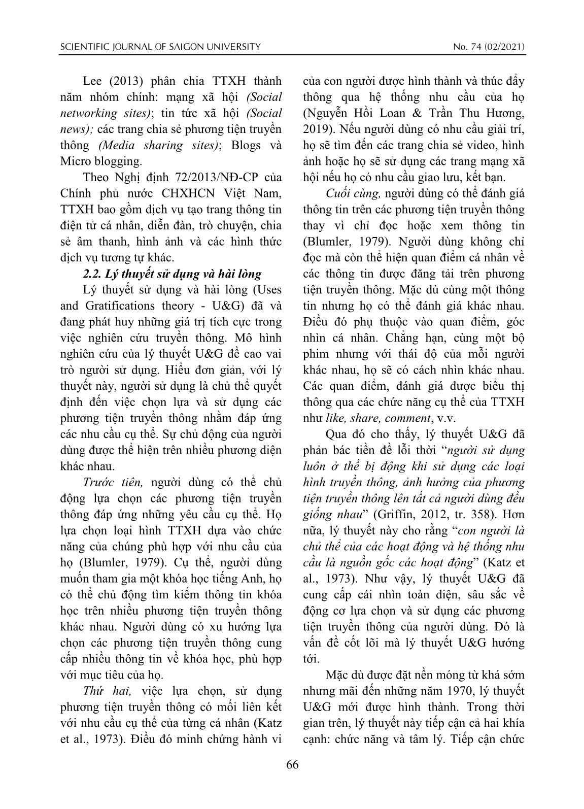 Hành vi truyền thông xã hội của sinh viên - Tiếp cận từ lý thuyết sử dụng và hài lòng trang 3