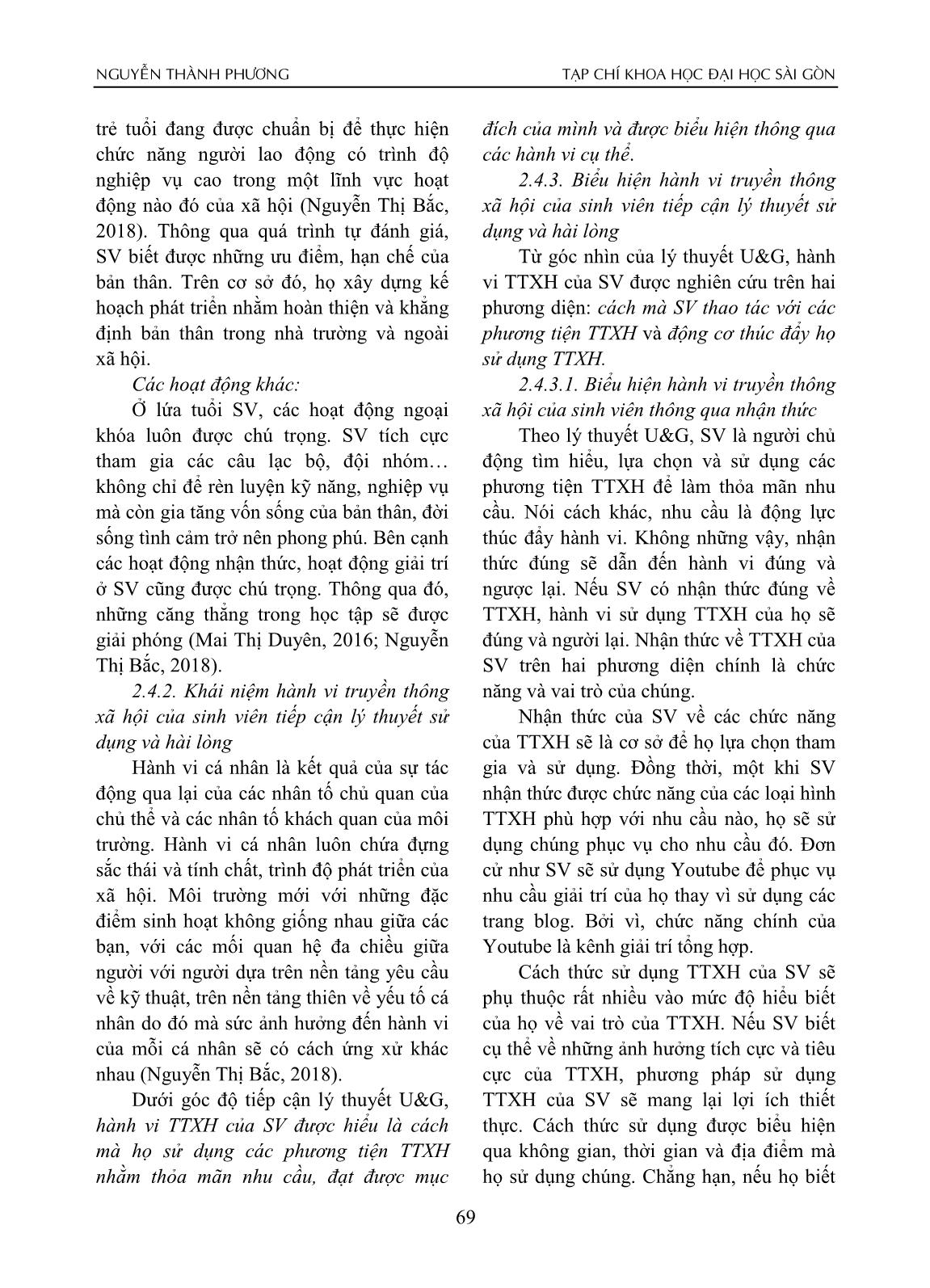 Hành vi truyền thông xã hội của sinh viên - Tiếp cận từ lý thuyết sử dụng và hài lòng trang 6