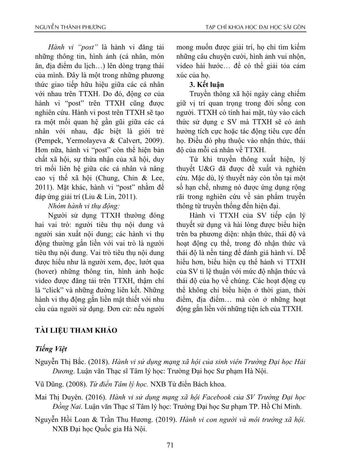 Hành vi truyền thông xã hội của sinh viên - Tiếp cận từ lý thuyết sử dụng và hài lòng trang 8
