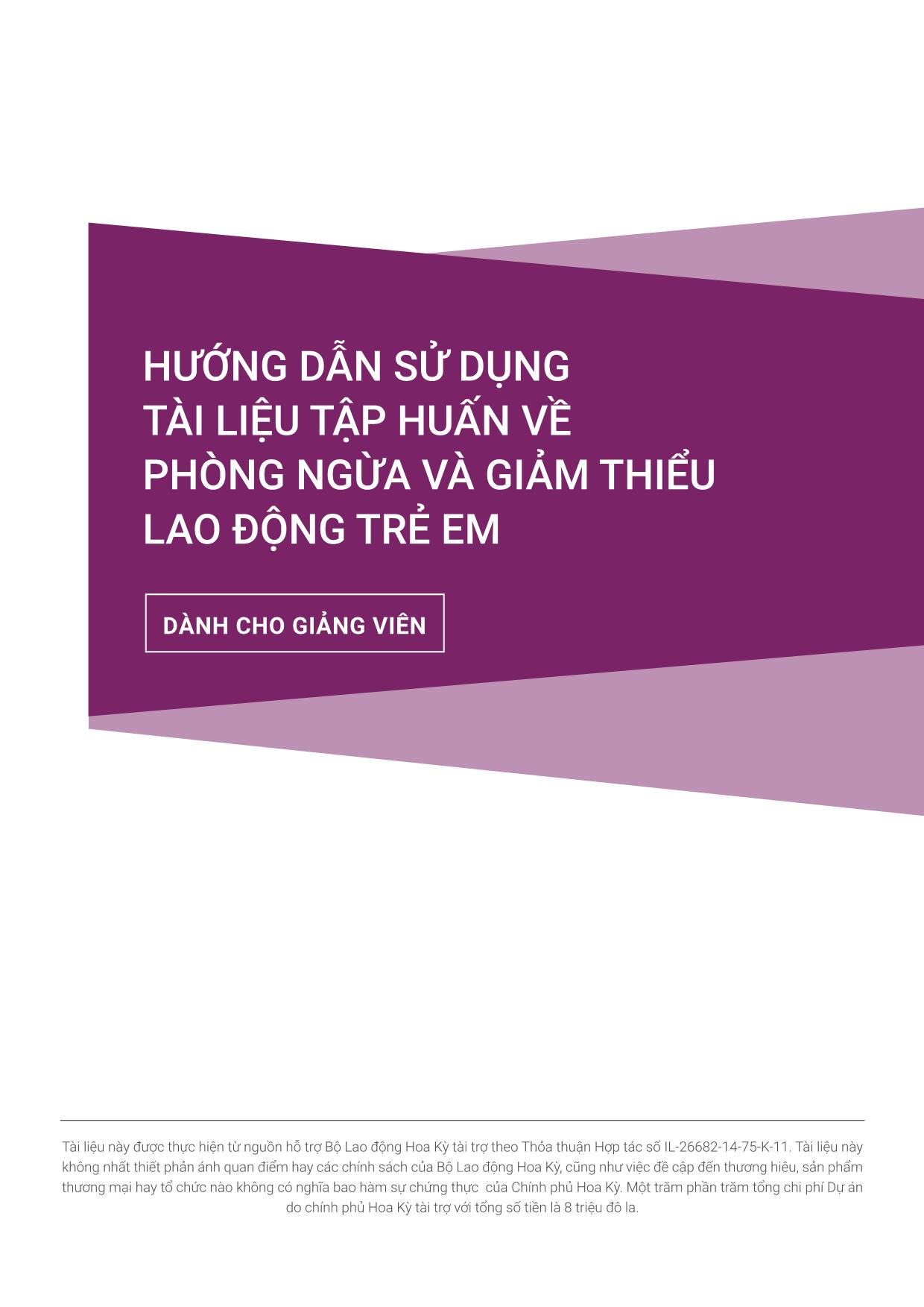 Hướng dẫn sử dụng tài liệu tập huấn về phòng ngừa và giảm thiểu lao động trẻ em trang 2