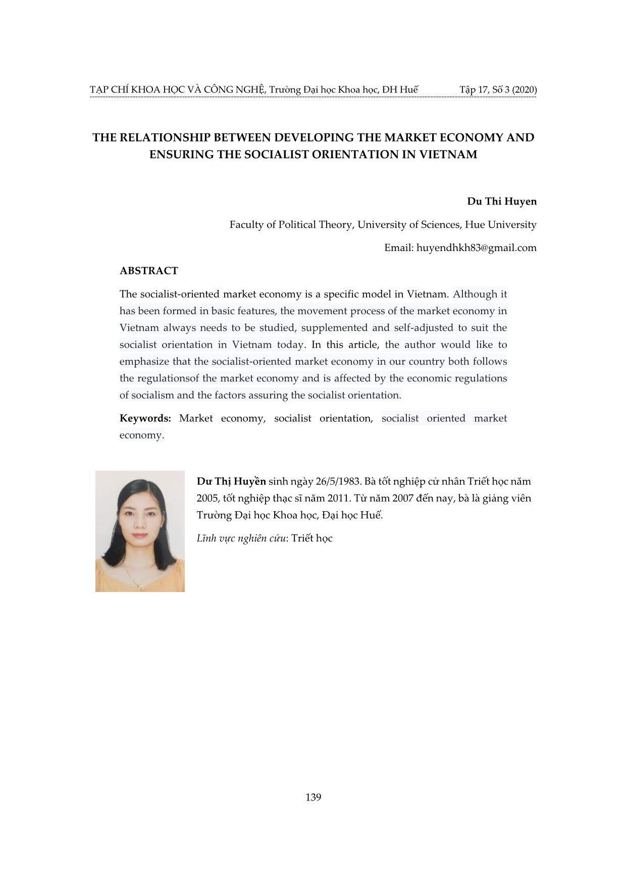 Mối quan hệ giữa phát triển kinh tế thị trường và bảo đảm định hướng xã hội chủ nghĩa ở Việt Nam hiện nay trang 7