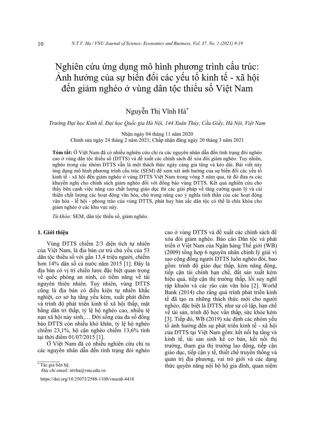 Application of the structure equation model impacts of socio-economic changes on poverty reduction in Vietnam’s ethnic minority region trang 2