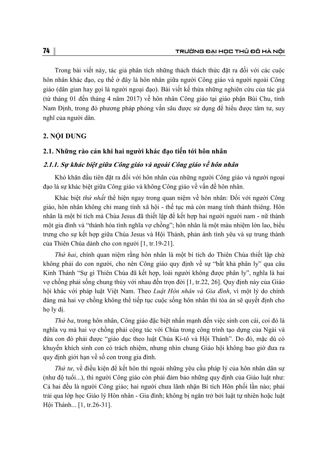 Những thách thức đối với cuộc hôn nhân khác tôn giáo ở Việt Nam hiện nay trang 2