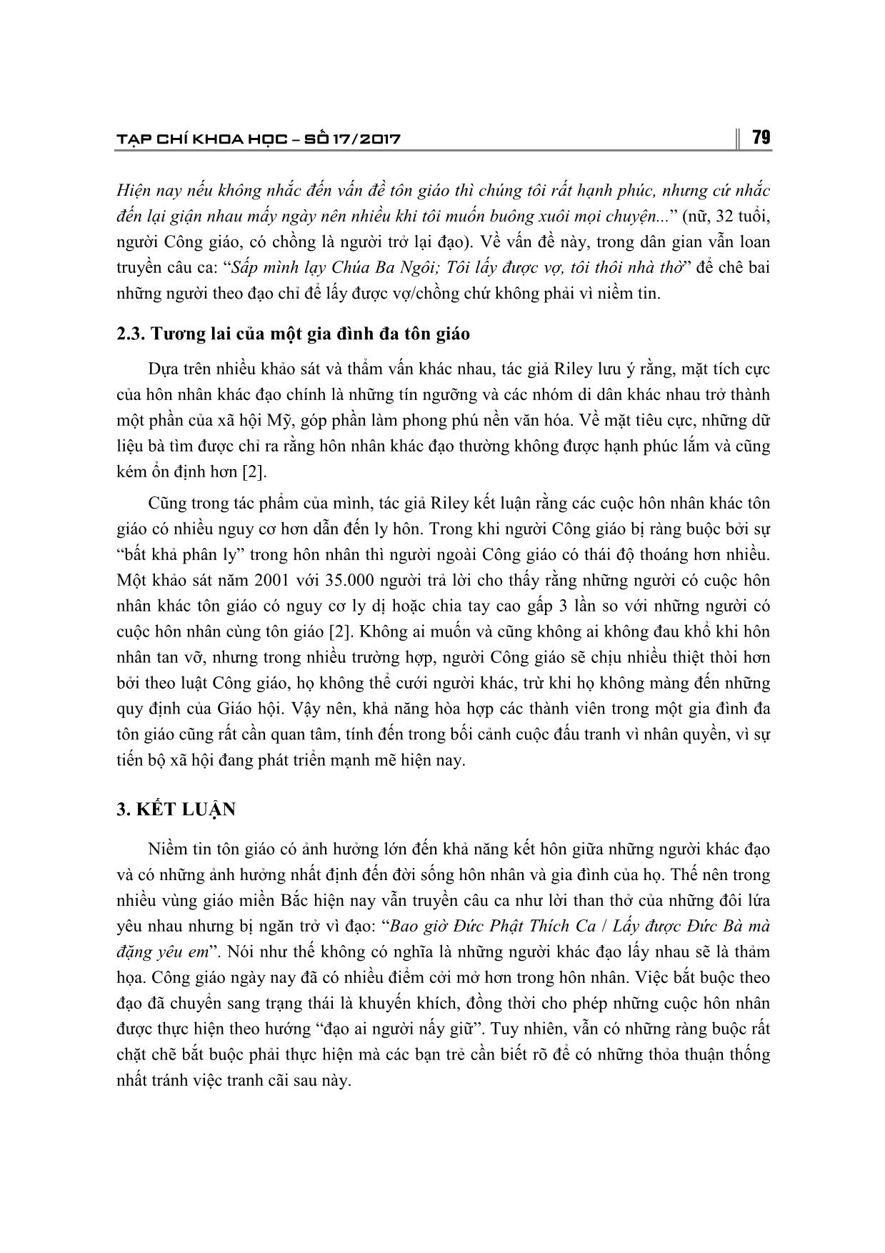 Những thách thức đối với cuộc hôn nhân khác tôn giáo ở Việt Nam hiện nay trang 7