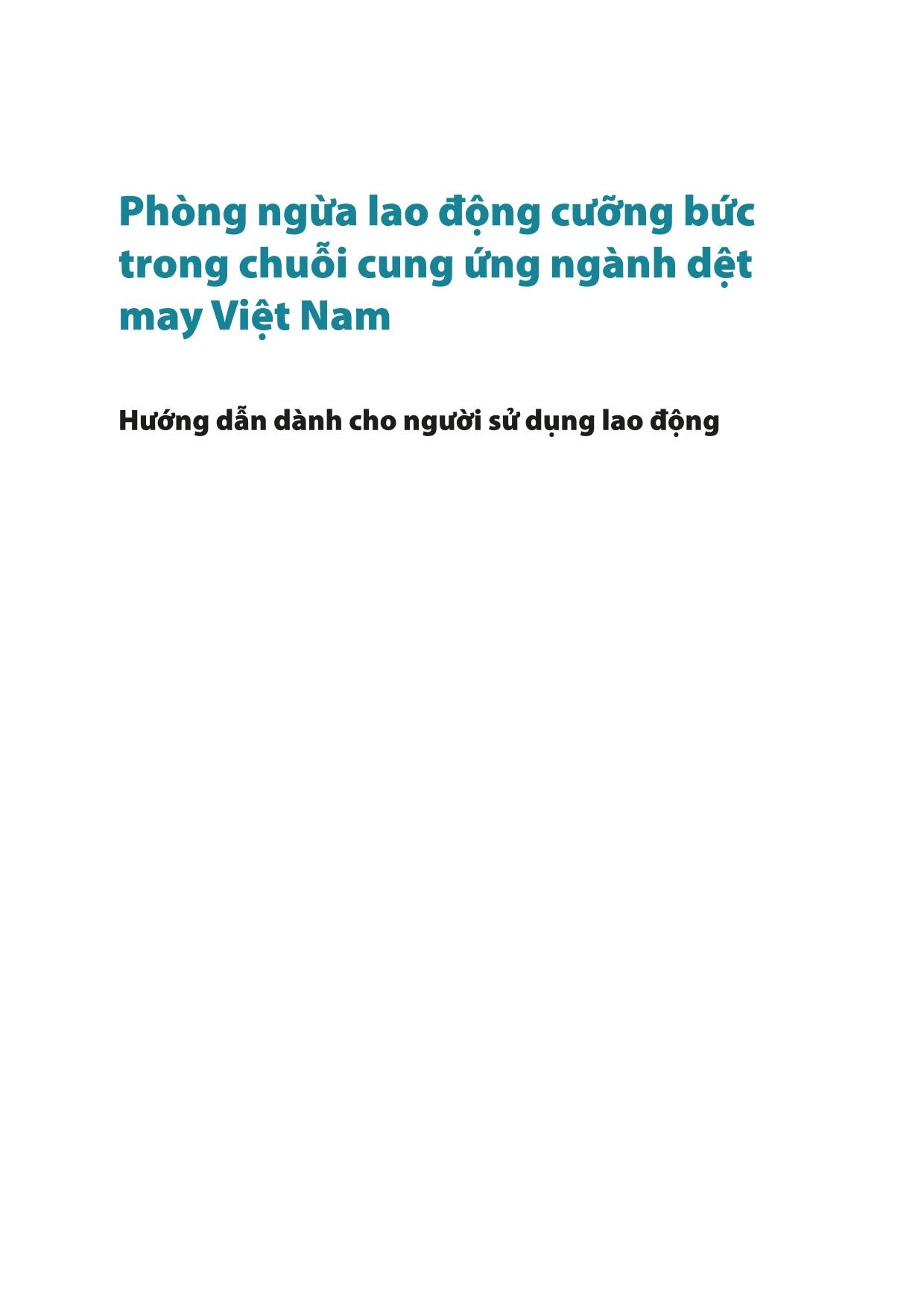 Hướng dẫn dành cho người sử dụng lao động: Phòng ngừa lao động cưỡng bức trong chuỗi cung ứng ngành dệt may Việt Nam trang 3