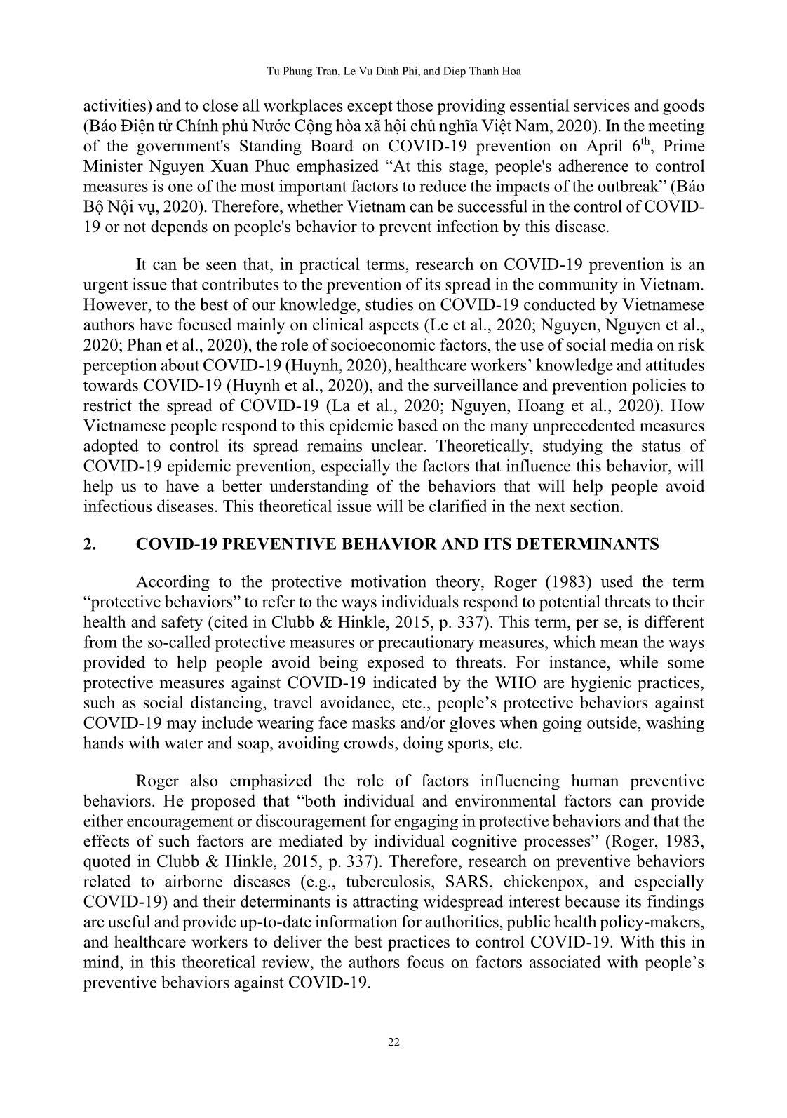 Protective behavior against Covid-19 among Vietnamese people in the social distancing campaign: A cross-sectional study trang 3