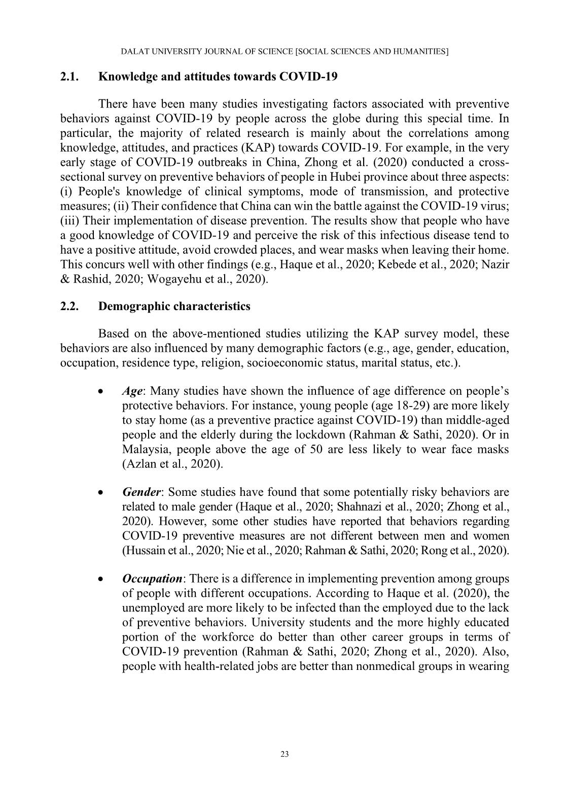 Protective behavior against Covid-19 among Vietnamese people in the social distancing campaign: A cross-sectional study trang 4