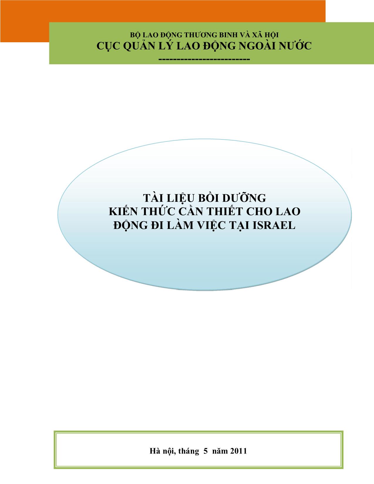 Tài liệu Bồi dưỡng kiến thức cần thiết cho lao động đi làm việc tại Israel trang 1