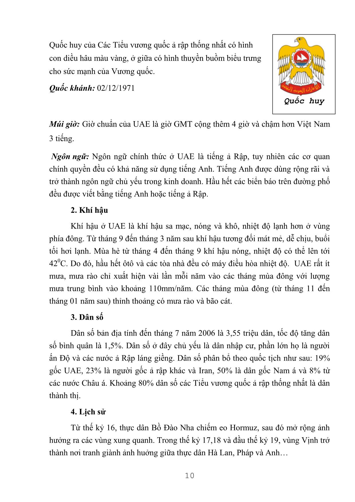 Tài liệu Những kiến thức cần thiết dùng cho người lao động Việt Nam đi làm việc tại các Tiểu vương quốc Ả Rập thống nhất (UAE) trang 10
