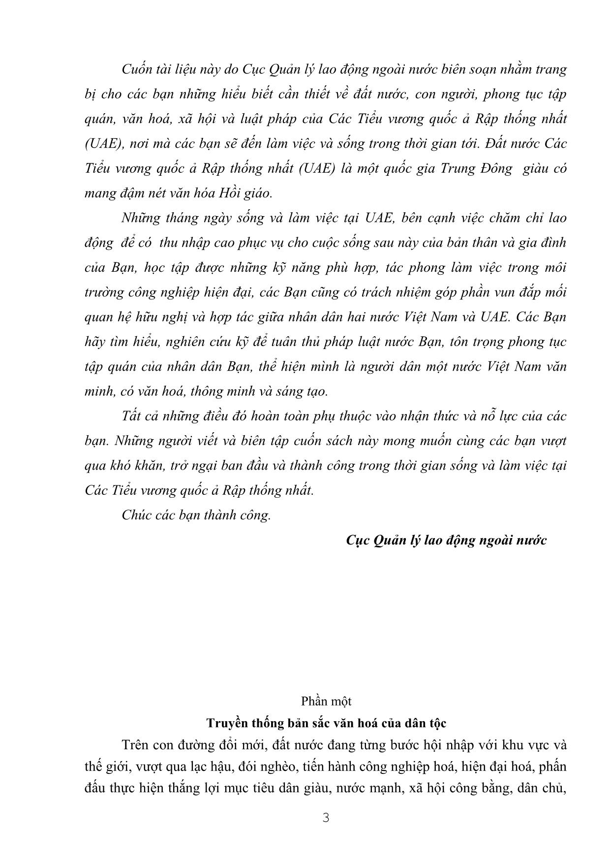 Tài liệu Những kiến thức cần thiết dùng cho người lao động Việt Nam đi làm việc tại các Tiểu vương quốc Ả Rập thống nhất (UAE) trang 3