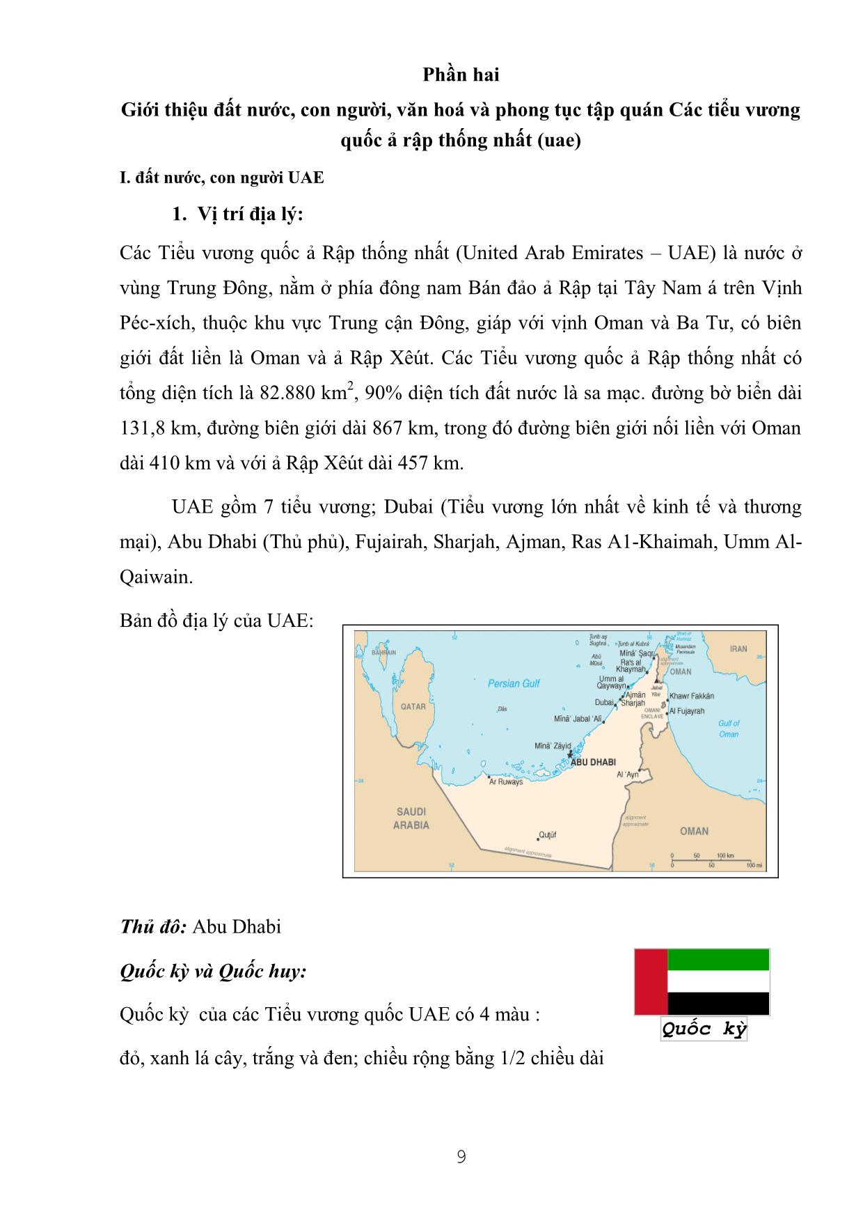 Tài liệu Những kiến thức cần thiết dùng cho người lao động Việt Nam đi làm việc tại các Tiểu vương quốc Ả Rập thống nhất (UAE) trang 9