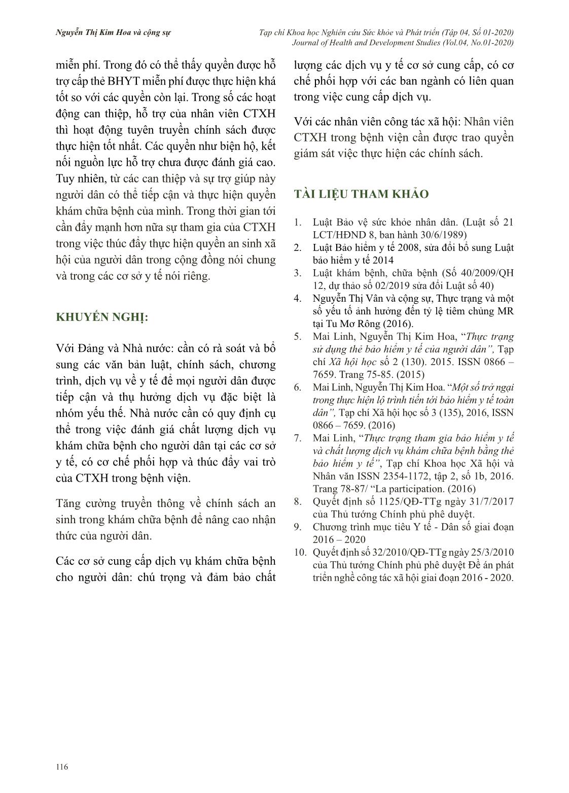 Thực hiện quyền an sinh xã hội về khám chữa bệnh cho người dân thông qua hoạt động công tác xã hội ở Việt Nam hiện nay trang 8