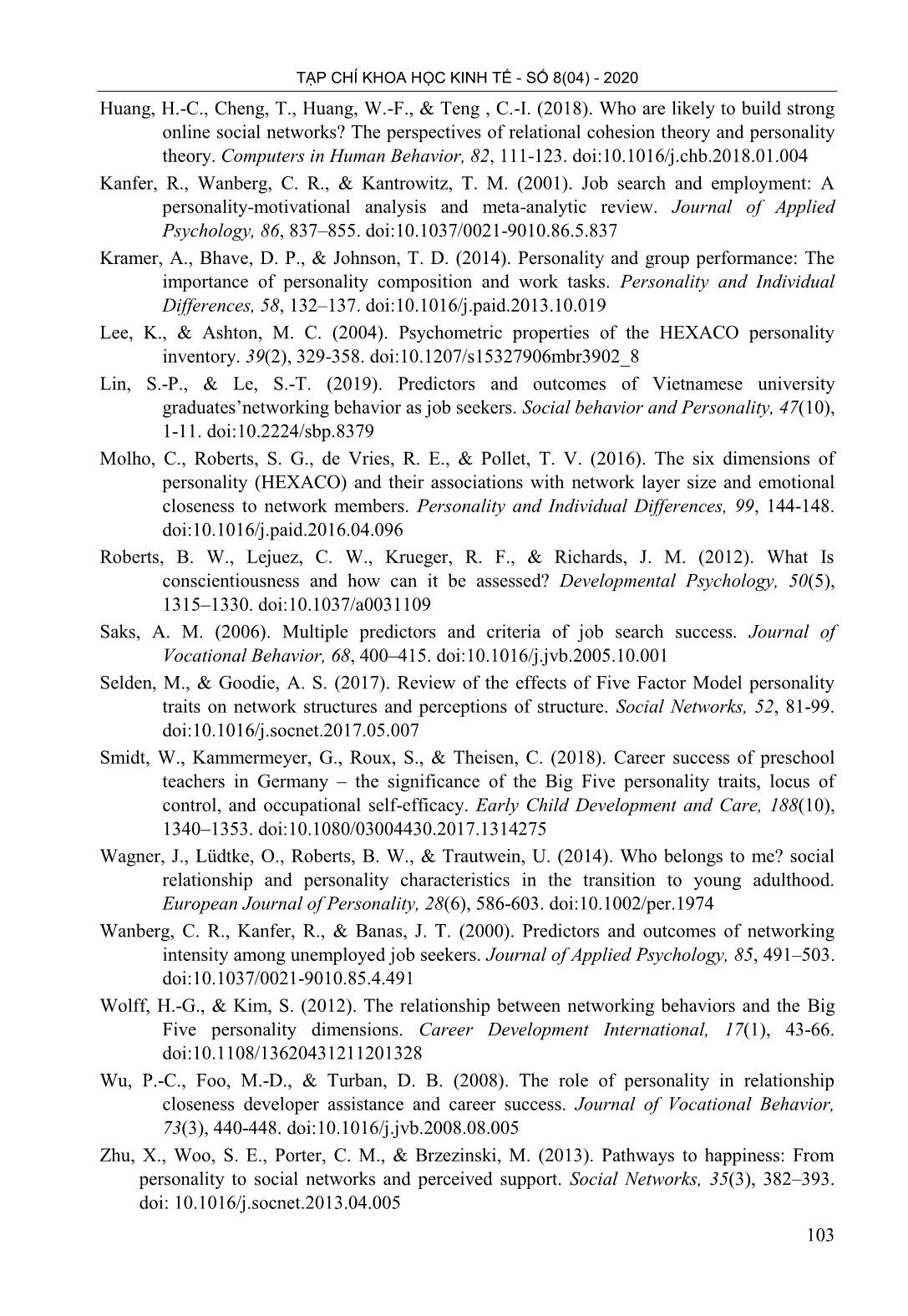 Tính cách cá nhân - Sự khác biệt trong cường độ Networking trong quá trình tìm kiếm việc làm trang 9