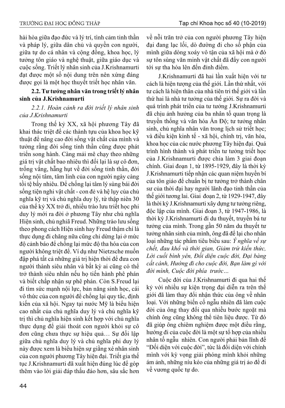 Triết lý nhân sinh của J.Krishnamurti và giá trị thực tiễn đối với việc giáo dục nhân văn cho con người Việt Nam trong giai đoạn hiện nay trang 3