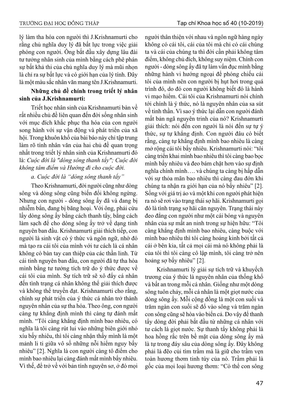 Triết lý nhân sinh của J.Krishnamurti và giá trị thực tiễn đối với việc giáo dục nhân văn cho con người Việt Nam trong giai đoạn hiện nay trang 6