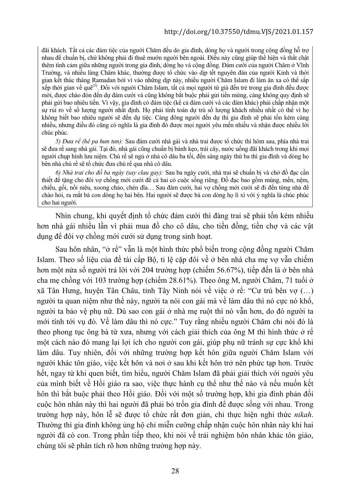 Vai trõ hồi giáo trong việc giữ gìn và phát huy văn hóa truyền thống của người Chăm Nam Bộ – Tiếp cận từ chiều kích hôn nhân khác tôn giáo trang 5