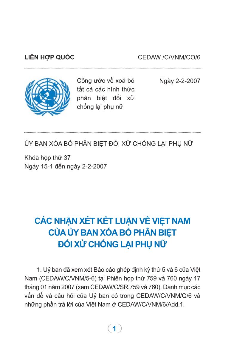 Tài liệu Các nhận xét kết luận về Việt Nam của ủy ban xóa bỏ phân biệt đối xử chống lại phụ nữ trang 7