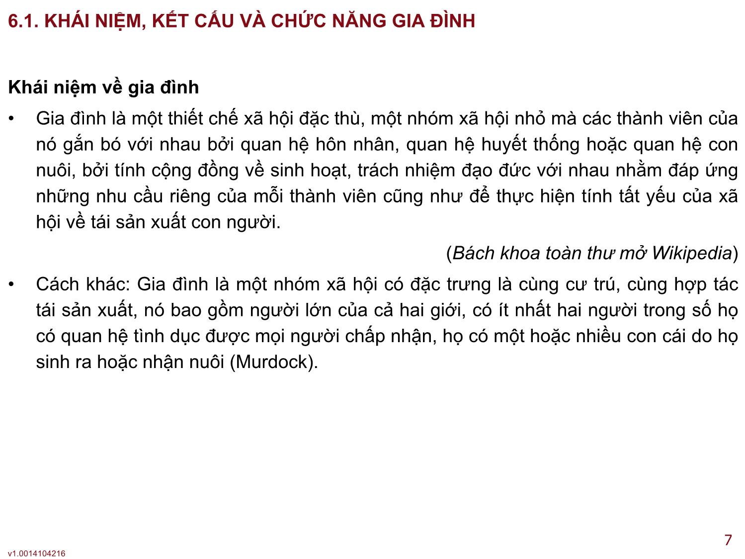 Bài giảng Xã hội học đại cương - Bài 6: Xã hội học gia đình - Lê Ngọc Thông trang 7