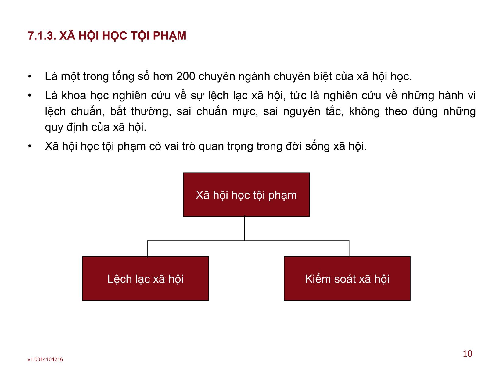 Bài giảng Xã hội học đại cương - Bài 7: Xã hội học tội phạm - Lê Ngọc Thông trang 10