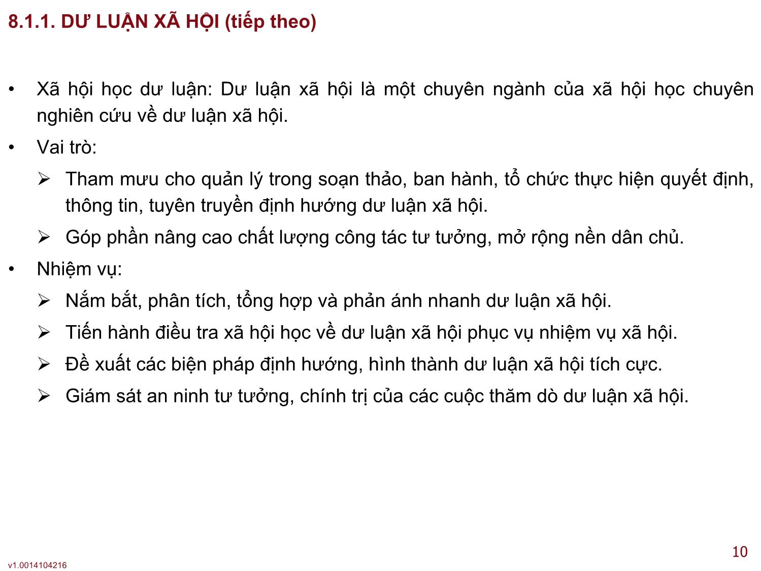 Bài giảng Xã hội học đại cương - Bài 8: Xã hội học truyền thông đại chúng - Lê Ngọc Thông trang 10