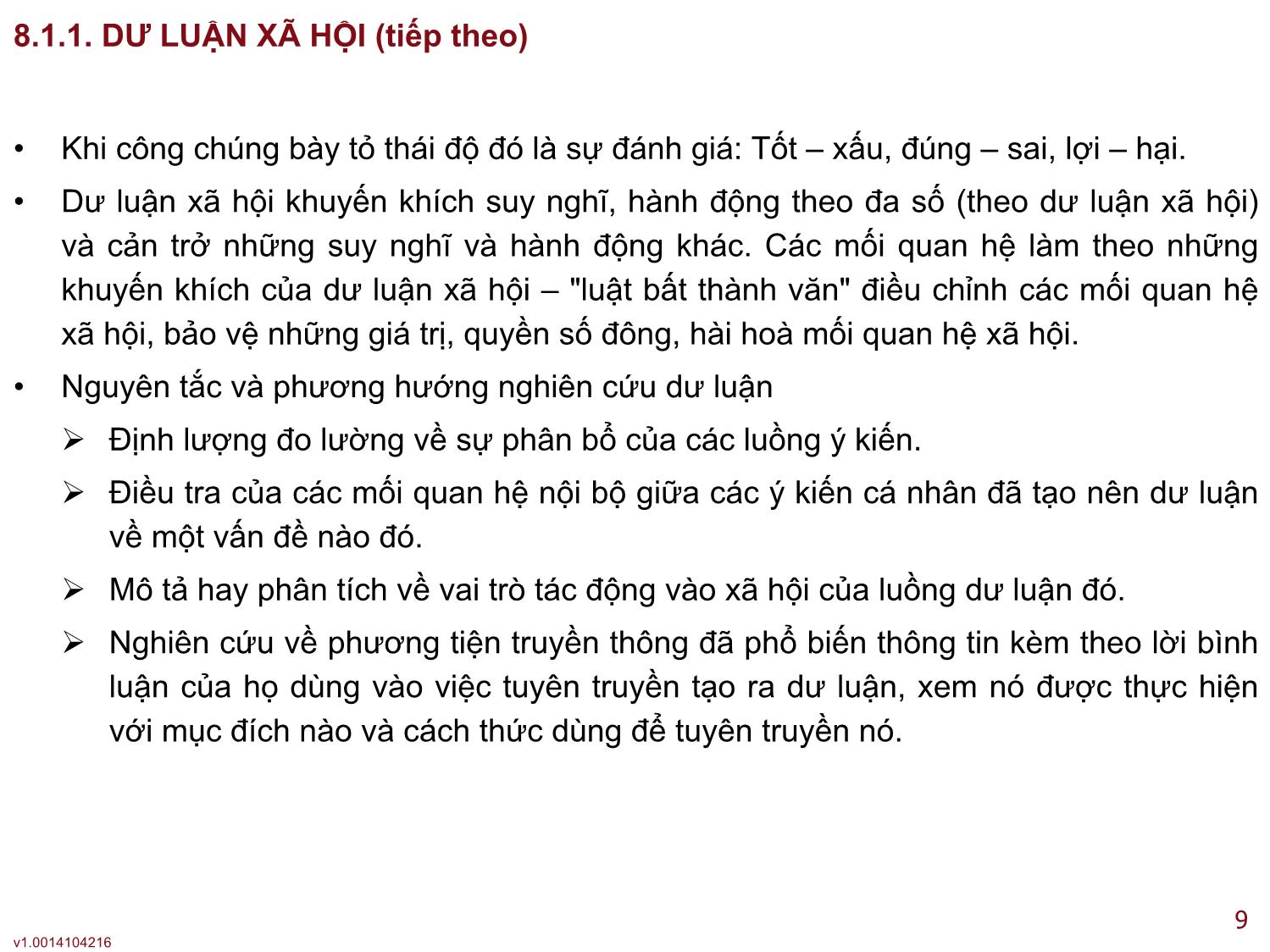 Bài giảng Xã hội học đại cương - Bài 8: Xã hội học truyền thông đại chúng - Lê Ngọc Thông trang 9