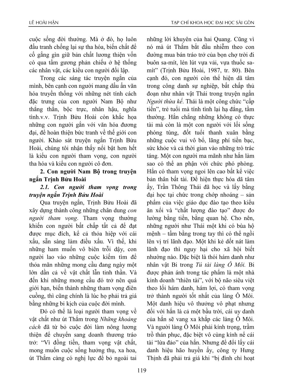 Con người Nam Bộ trong truyện ngắn Trịnh Bửu Hoài trang 2