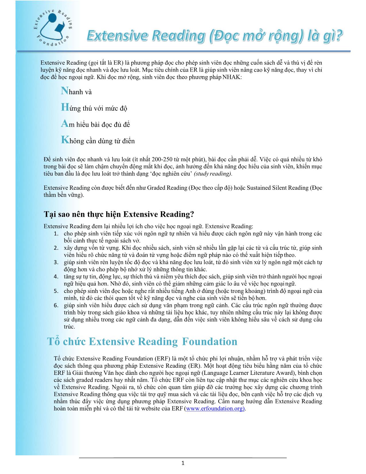 Cẩm nang hướng dẫn về Extensive Reading trang 2