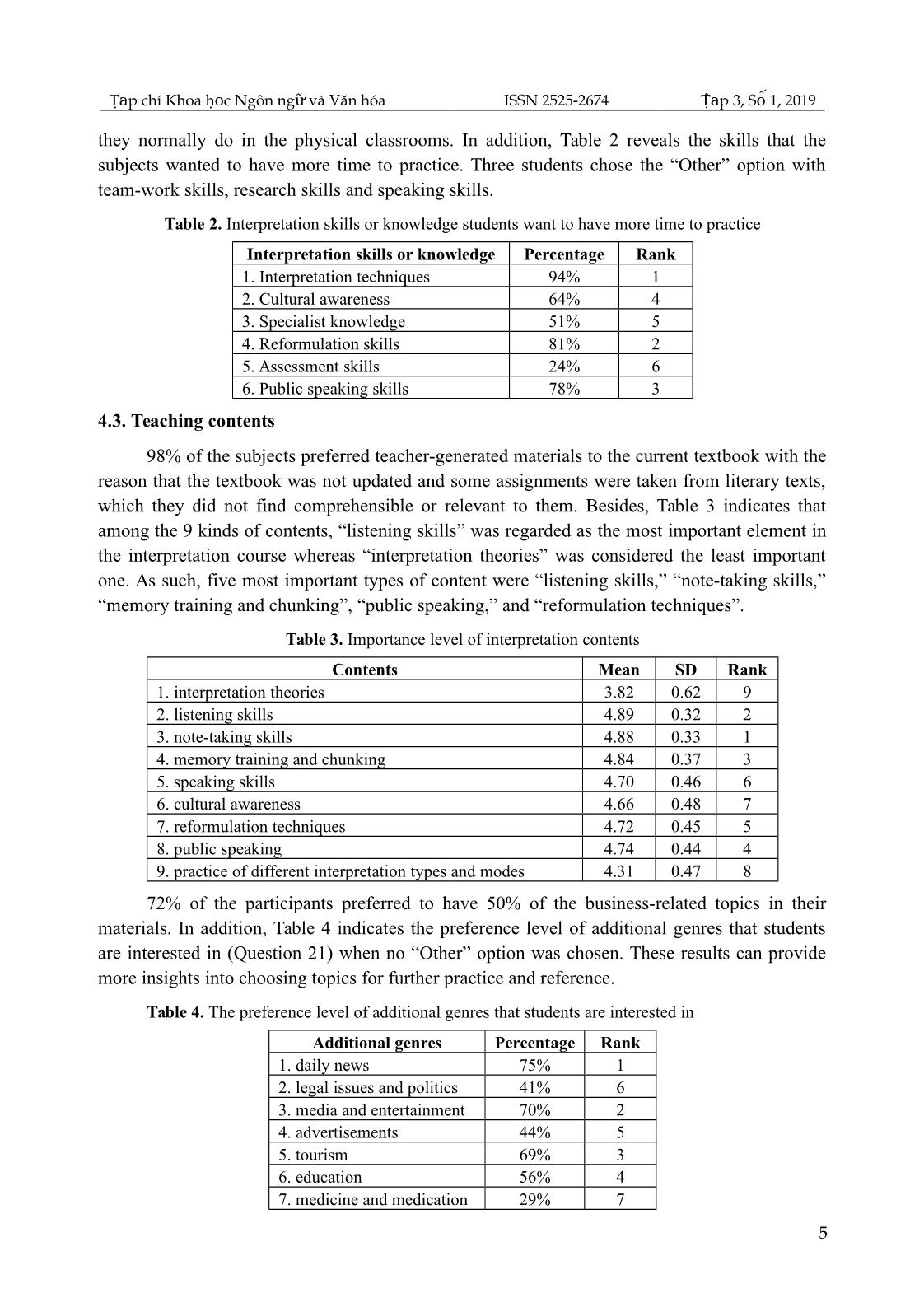 Analyzing undergraduates’ needs for an improvement in interpreter training curriculum at banking university HCMC, Vietnam trang 5