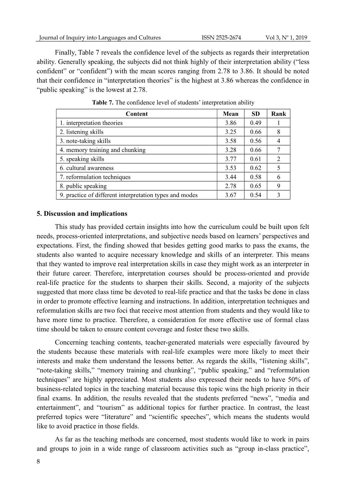 Analyzing undergraduates’ needs for an improvement in interpreter training curriculum at banking university HCMC, Vietnam trang 8