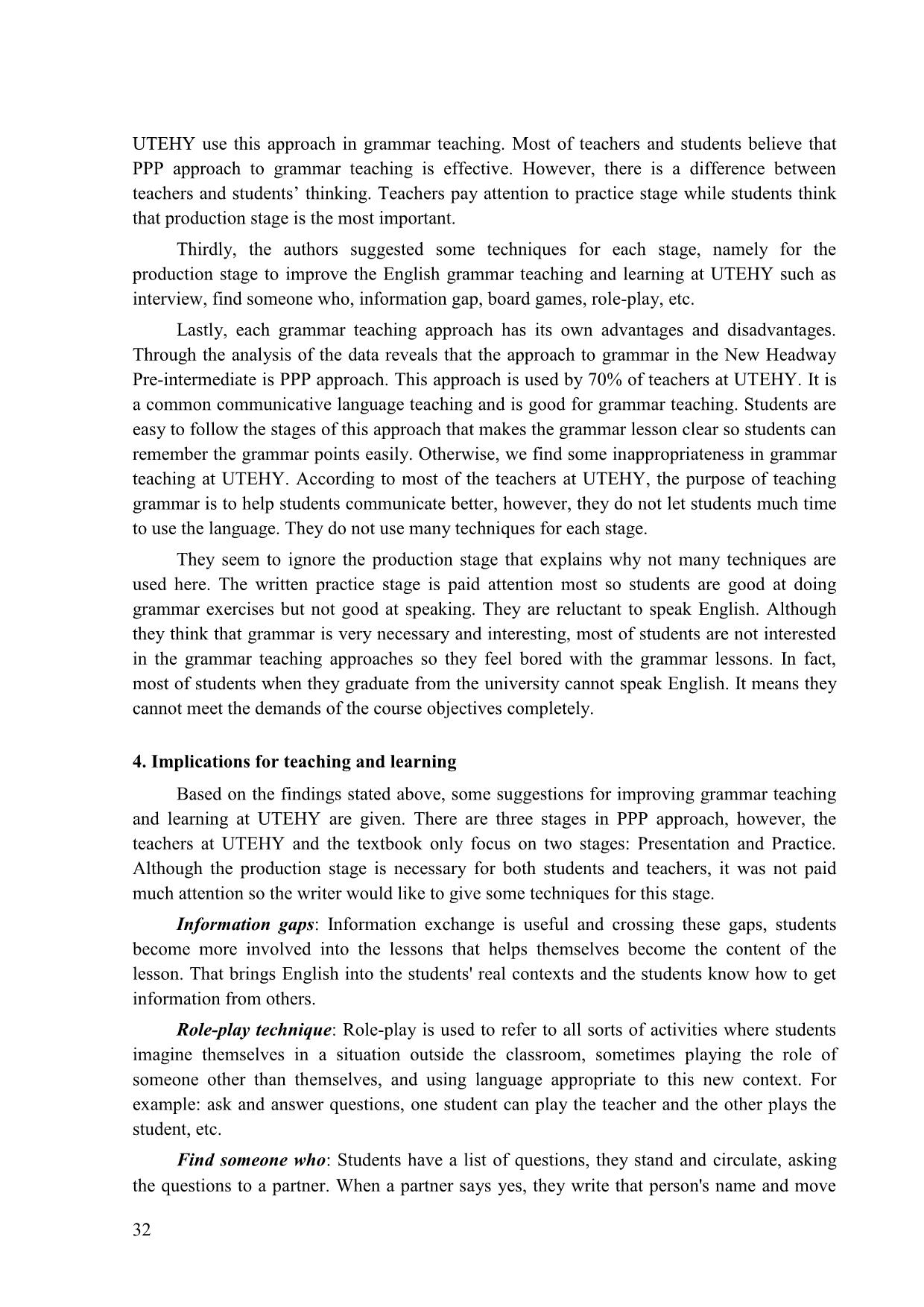 An analysis on grammar approach in the textbook new headway pre-Intermediate and implications for teaching and learning. A cacse study in the department of chemistry and environment of Hung Yen universityof technology and education trang 7