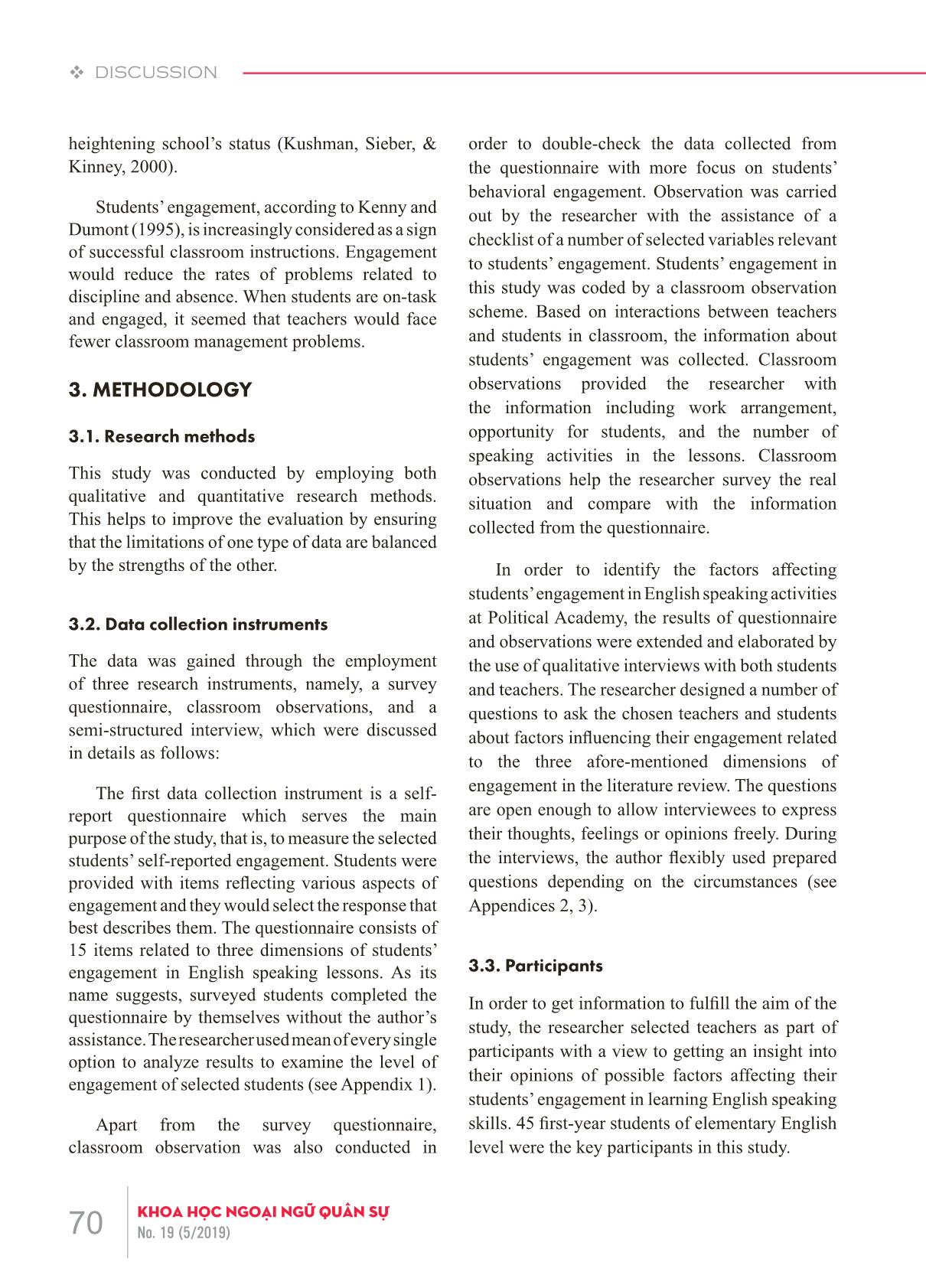 An investigation into students’ engagement in English speaking activities at political academy trang 3